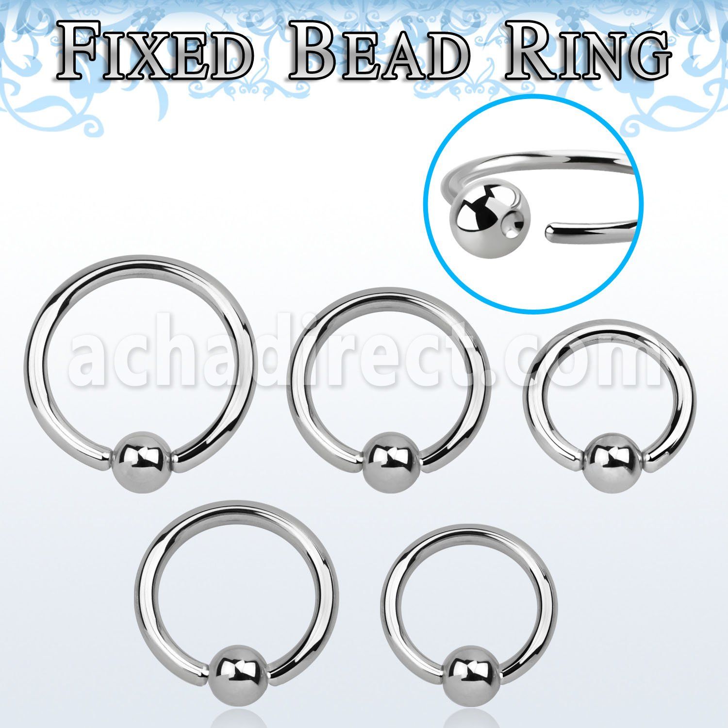 bedr14 316l steel 1 6mm fixed bead ring with a 5mm ball