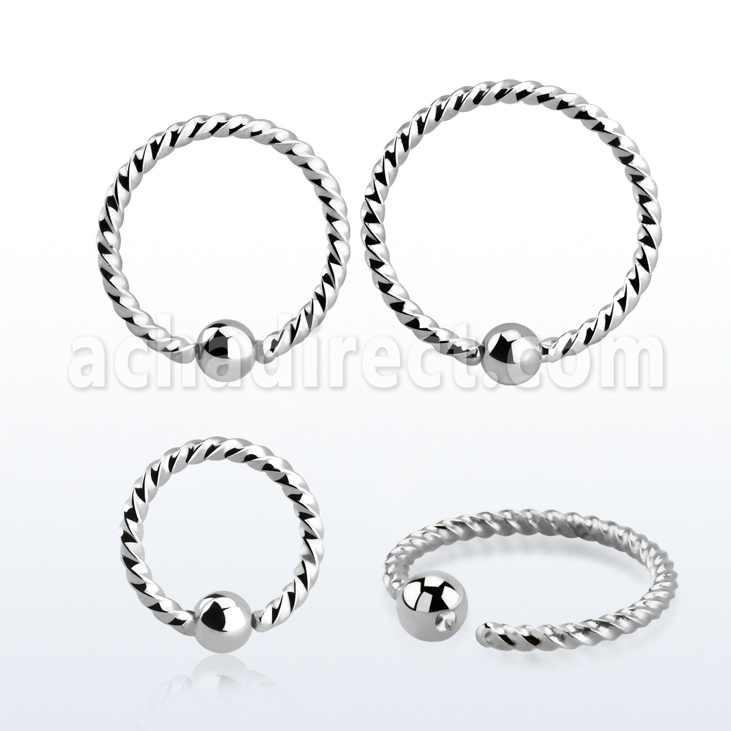 bedr18w surgical steel fixed bead ring in twisted wire design