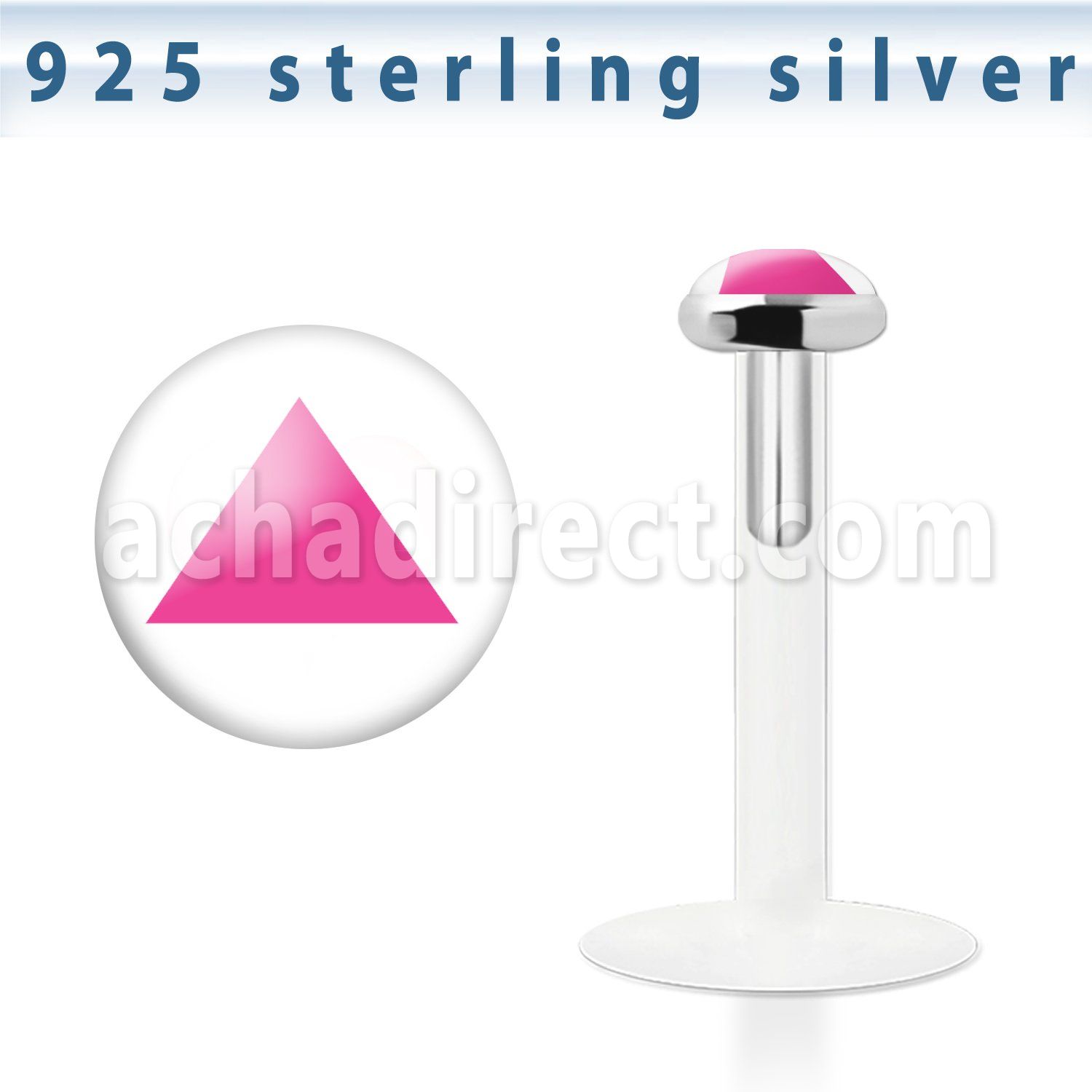 bilg41 bio flex labret w 3mm flat silver top w triangle logo