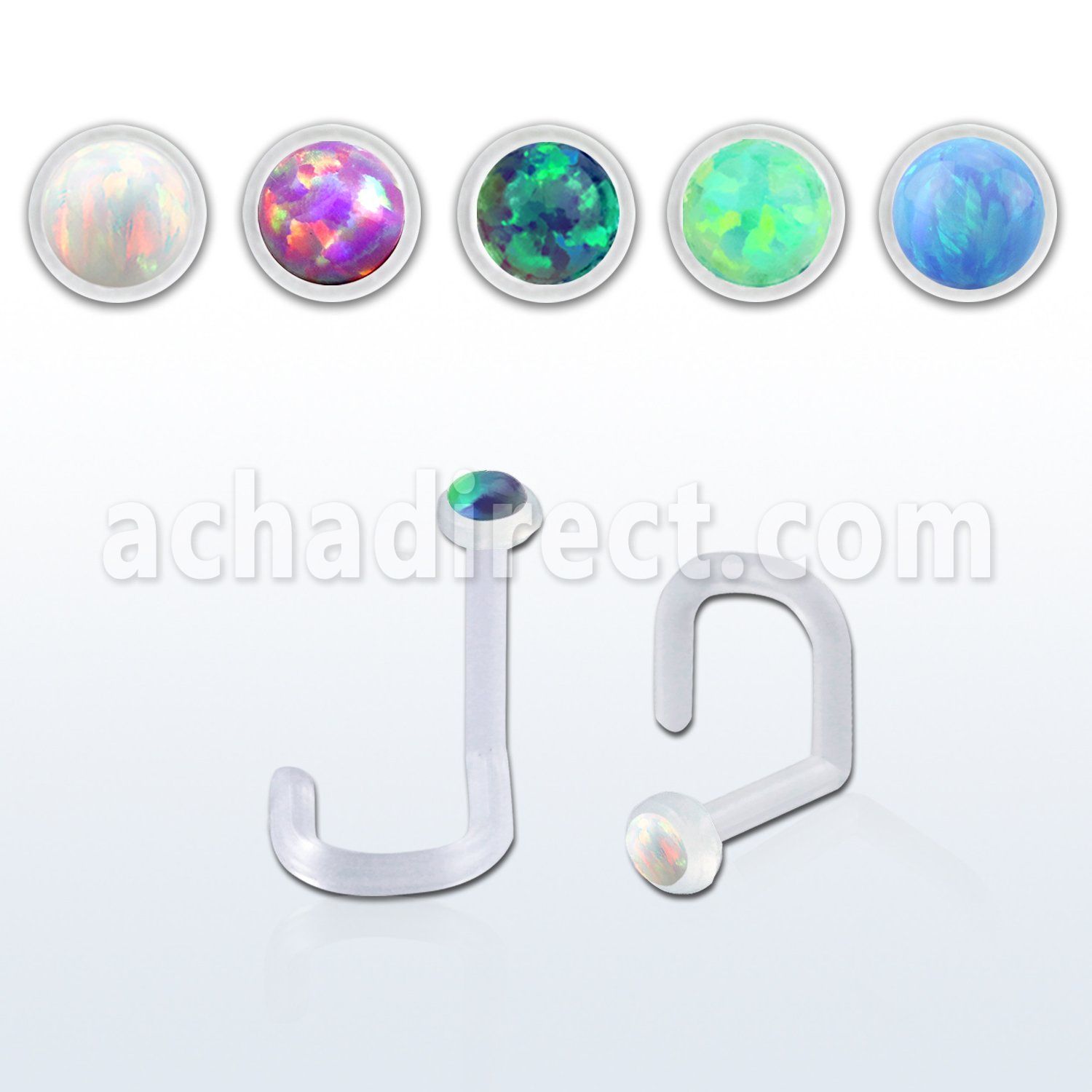 binswo clear bio flex nose screw w 1.5mm round synthetic opal