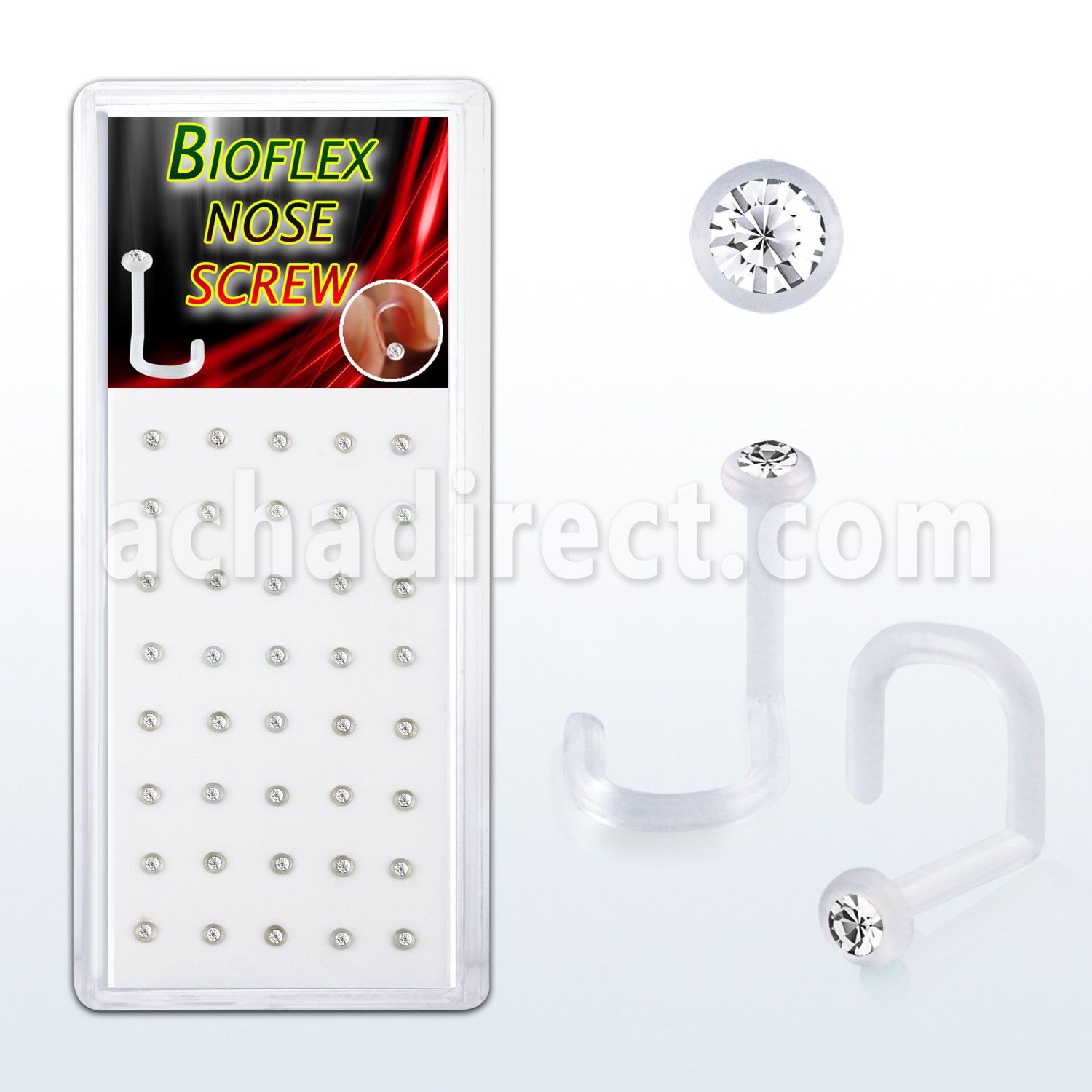 biswcx40 box w 40 pcs of bio flex nose screws w 1 5mm crystals