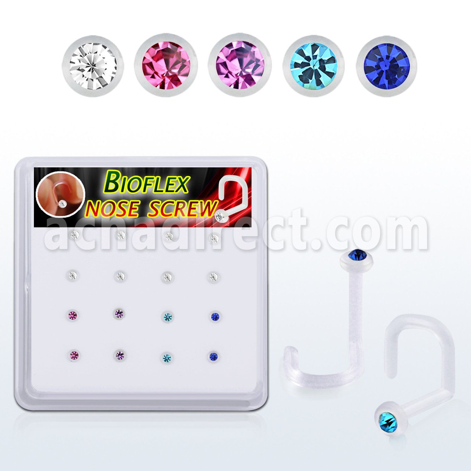 biswmx16 box w 16 pcs of bio flex nose screws w 1 5mm crystals