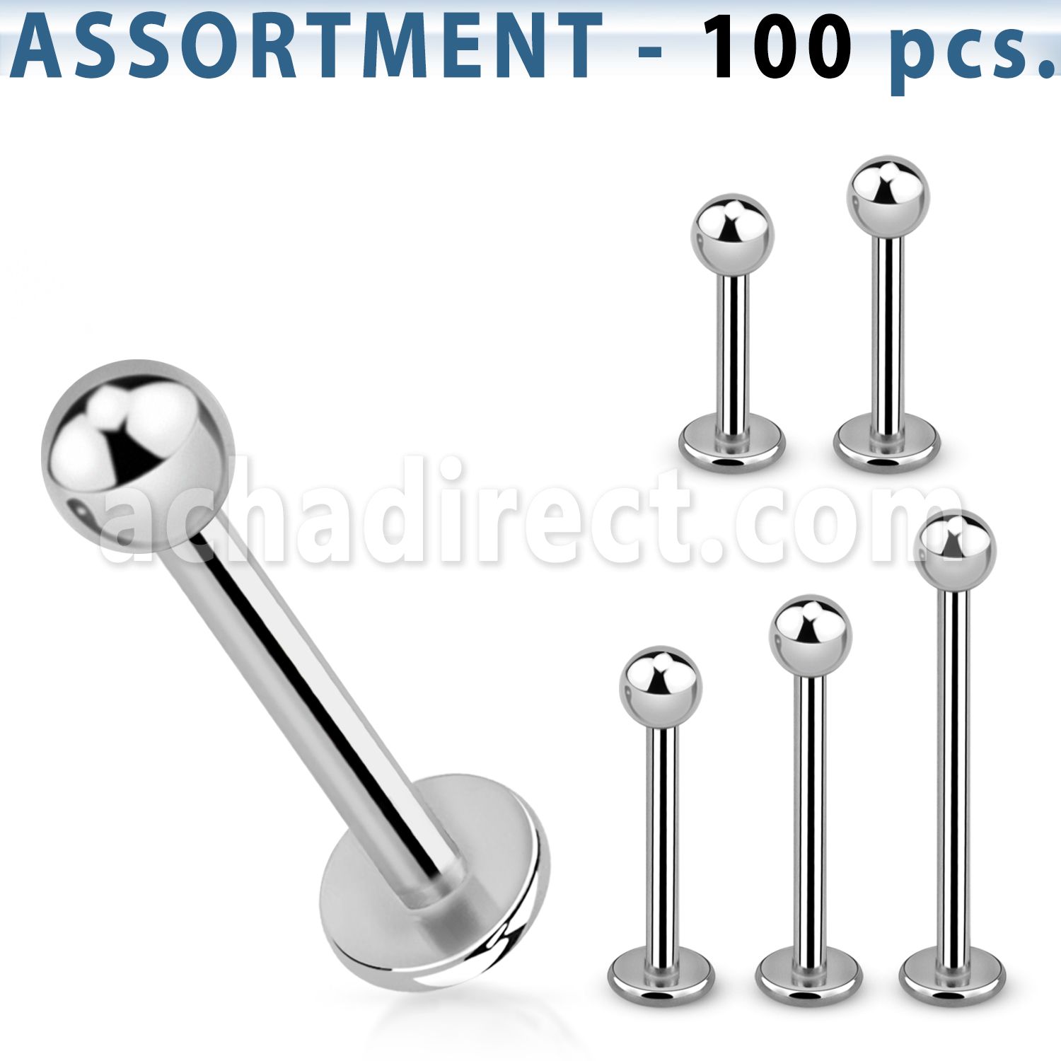 blk03a bulk of 316l steel 1 2mm labrets with 3mm ball