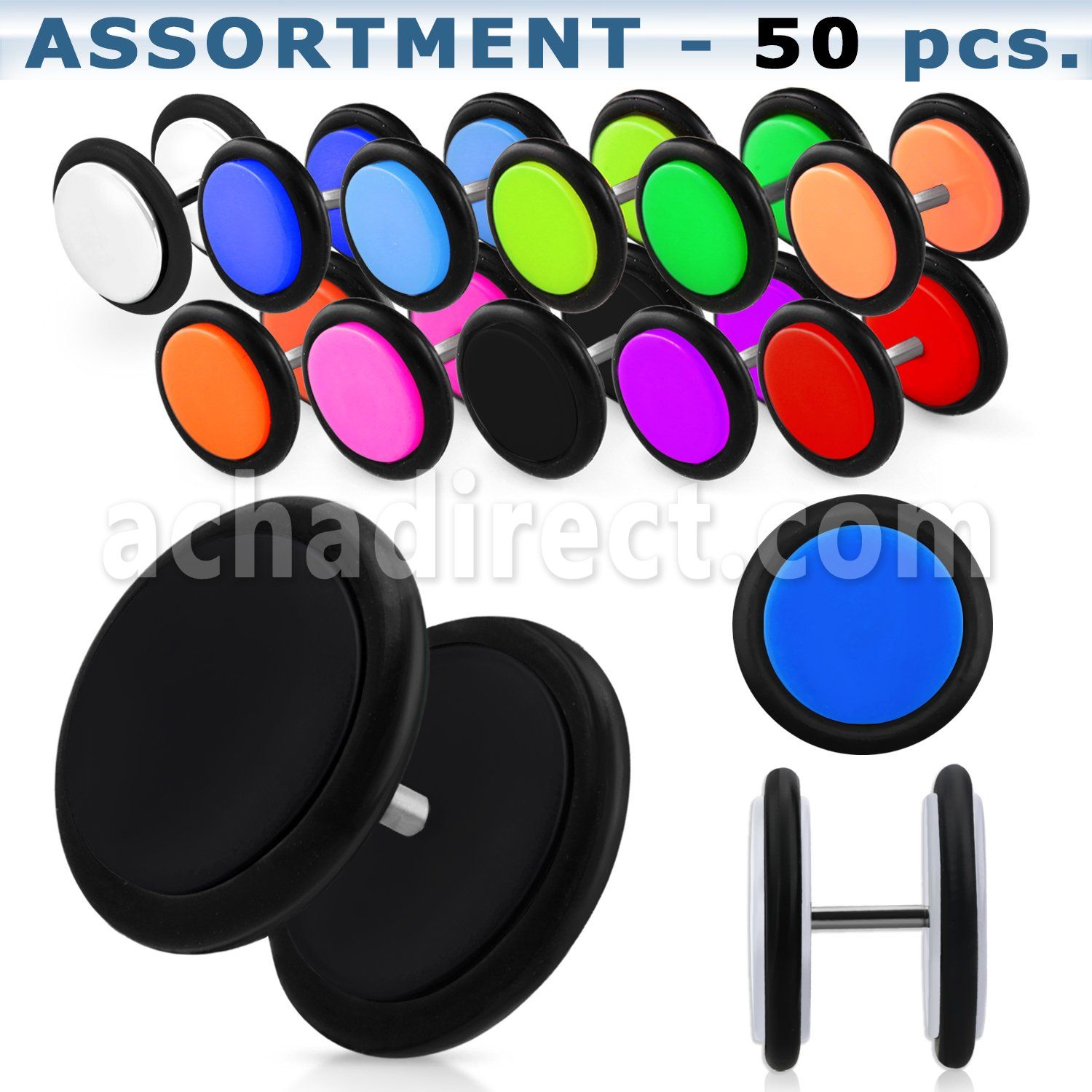 blk169 bulk of acrylic uv fake plugs with rubber o rings