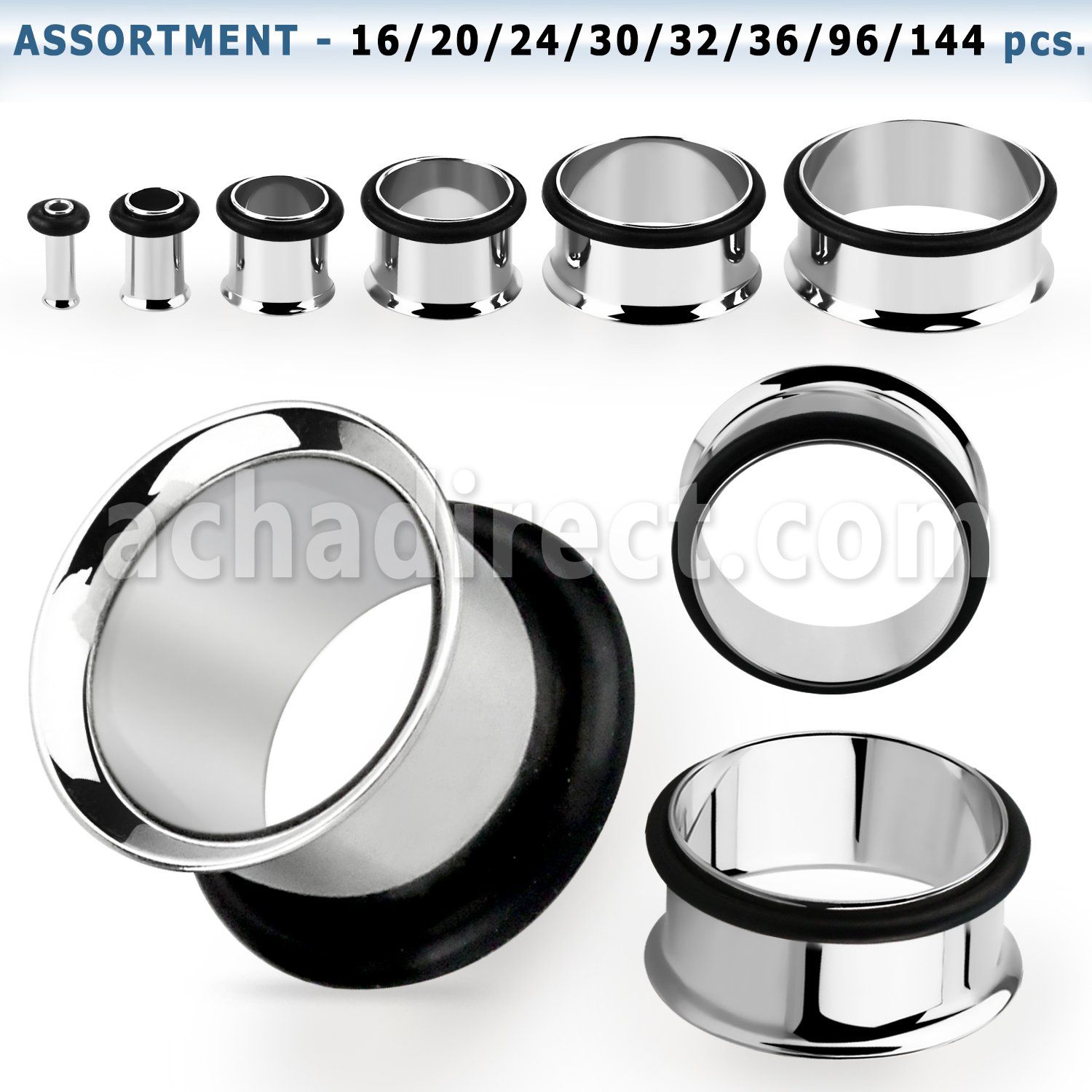 blk250 high polished 316l steel flared tunnel with rubber o ring