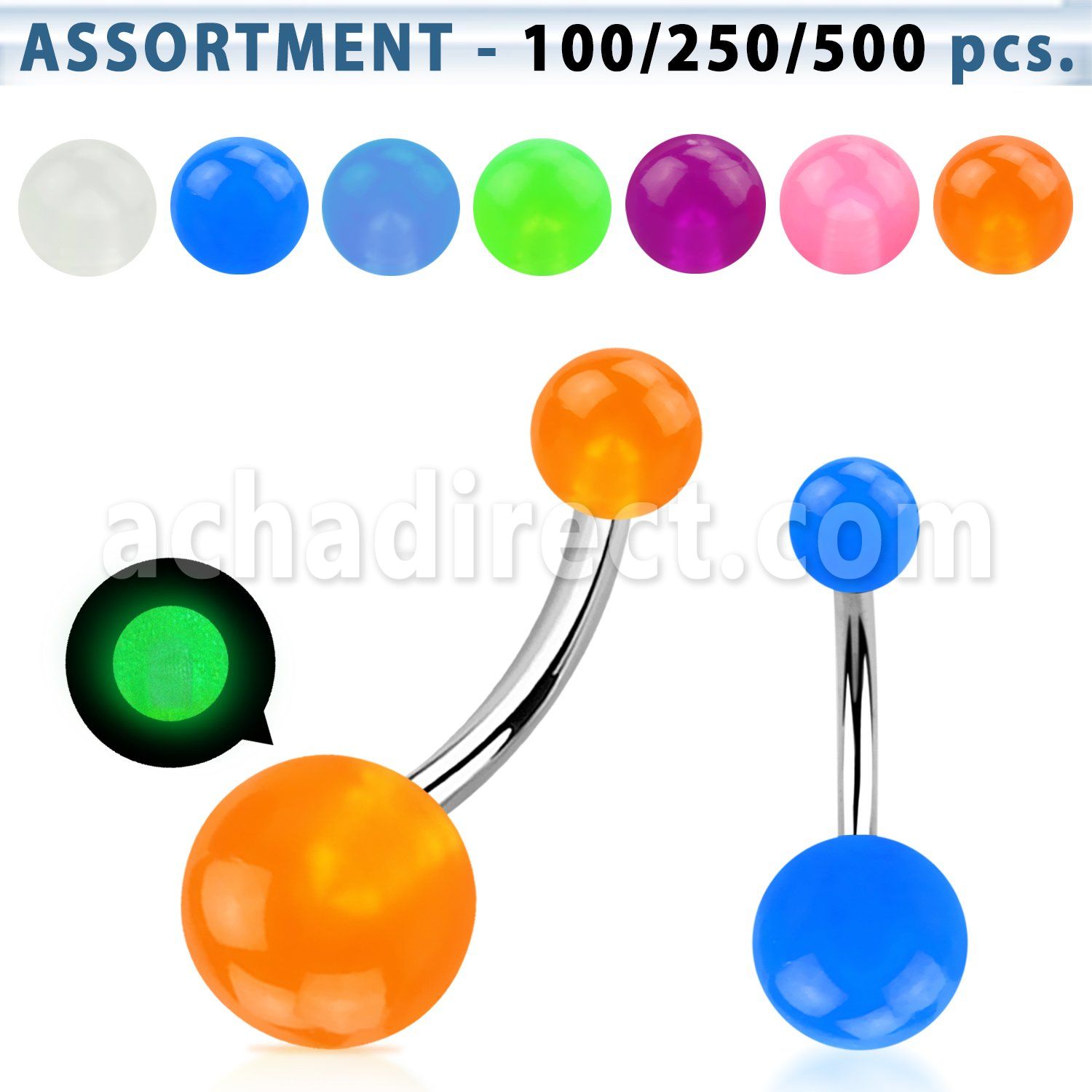 blk30 316l steel belly banana w 5 8mm acrylic glow ball