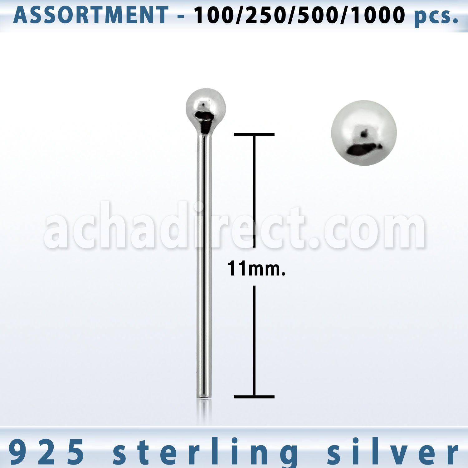 blk445 silver bend it yourself nose studs with 1 5mm ball top