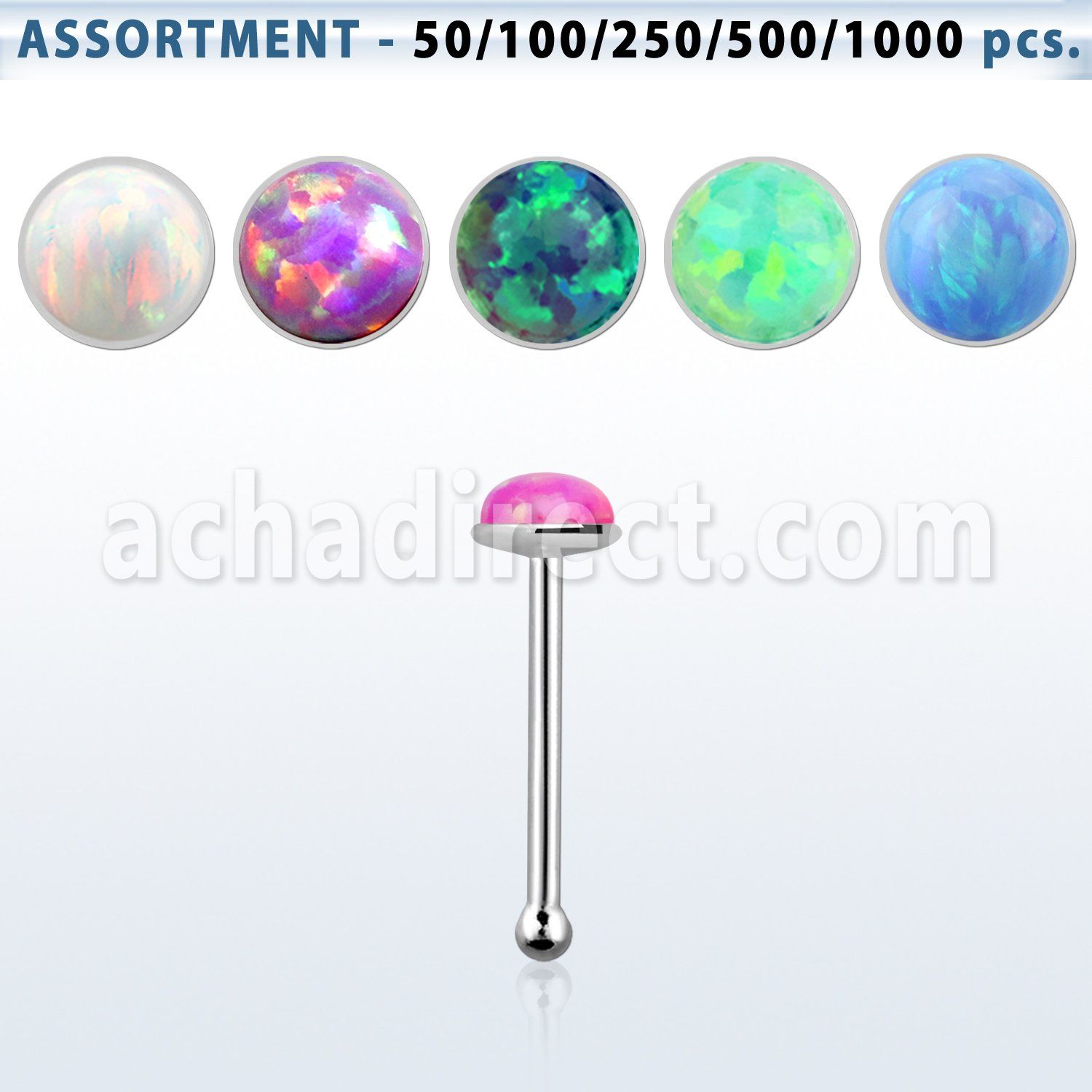 blk565 sterling silver nose bone piercing bulk w 2mm opal glued