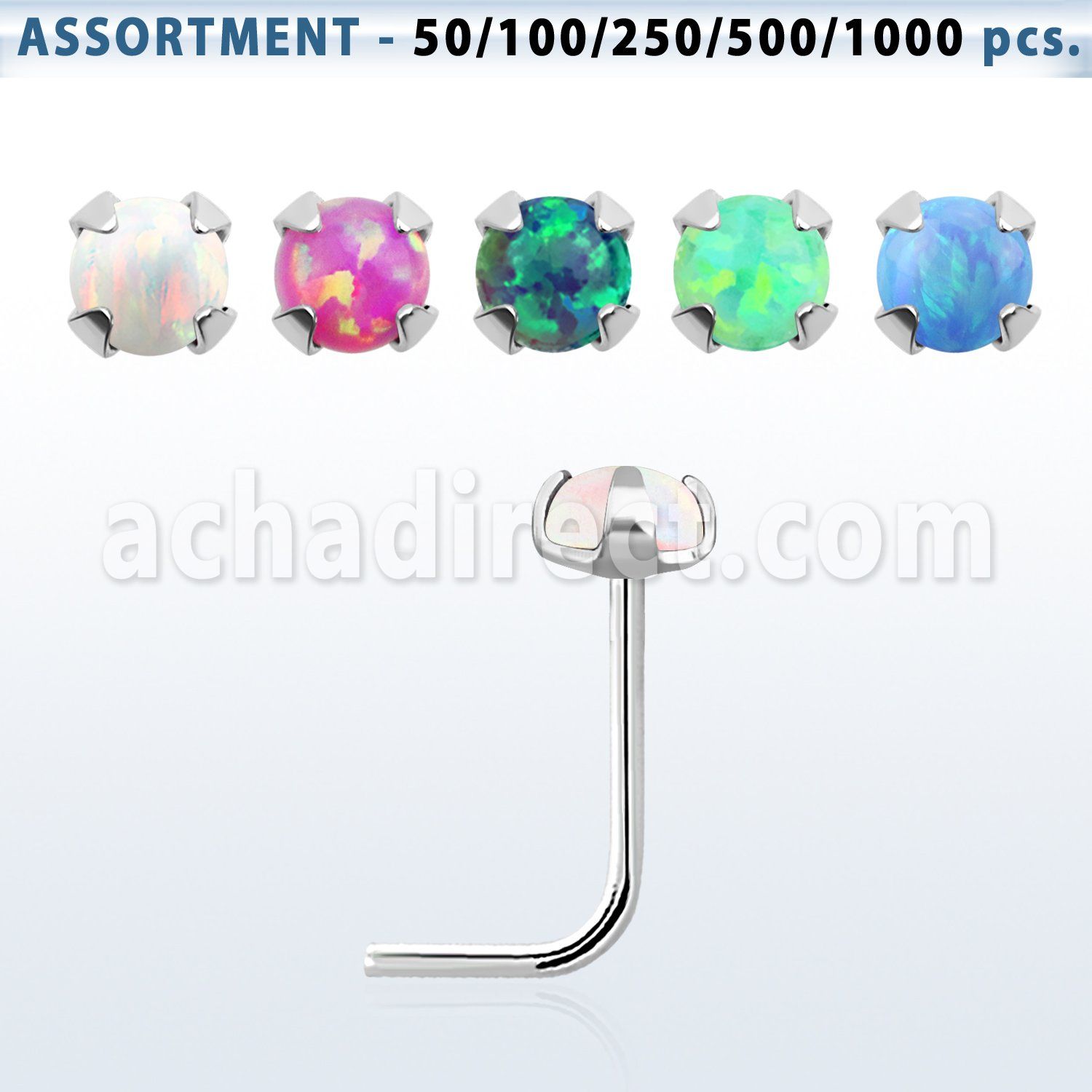 blk575 sterling silver nose stud piercing bulk w 2.5mm opal