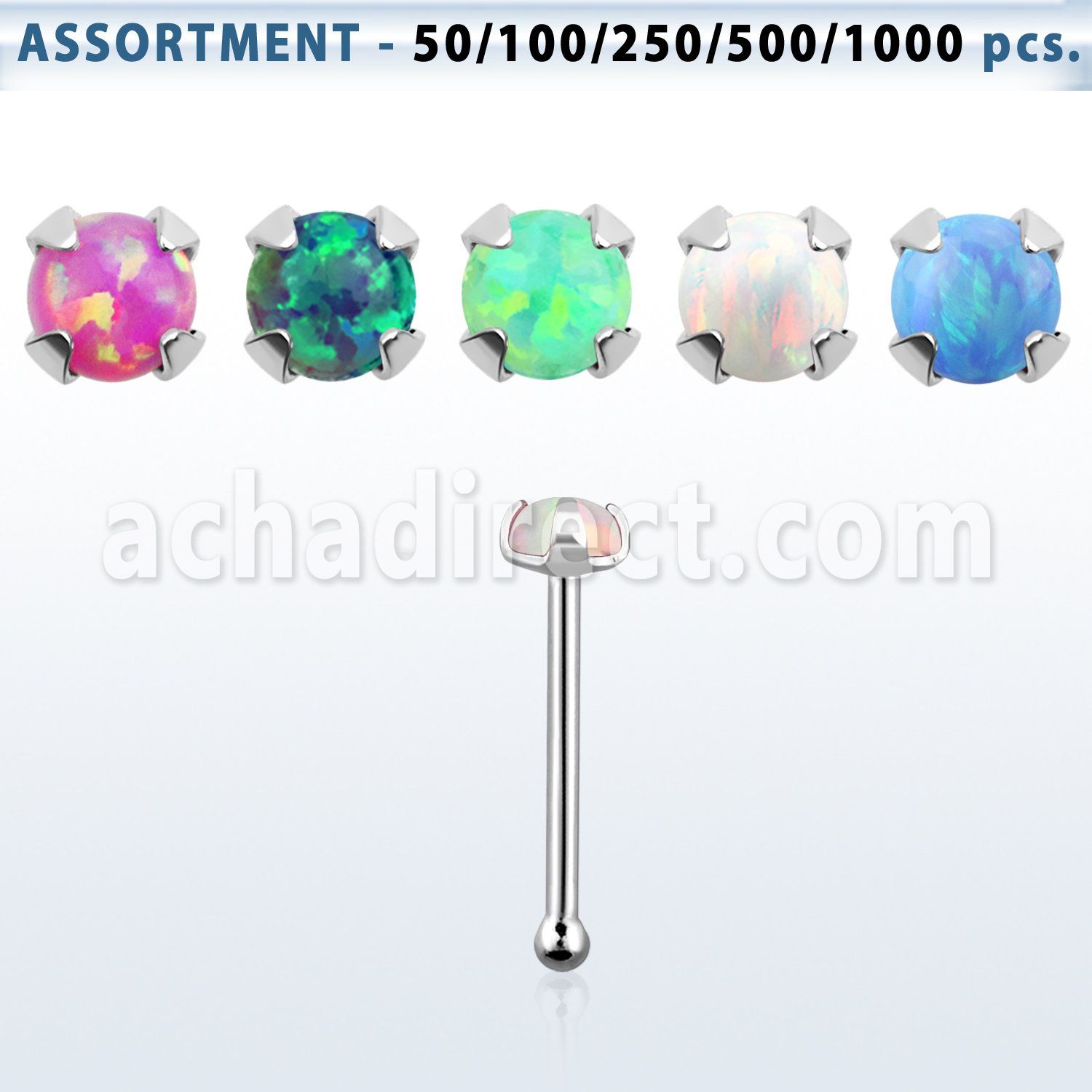 blk598 bulk of silver nose bones w prong set 1.5 synthetic opal