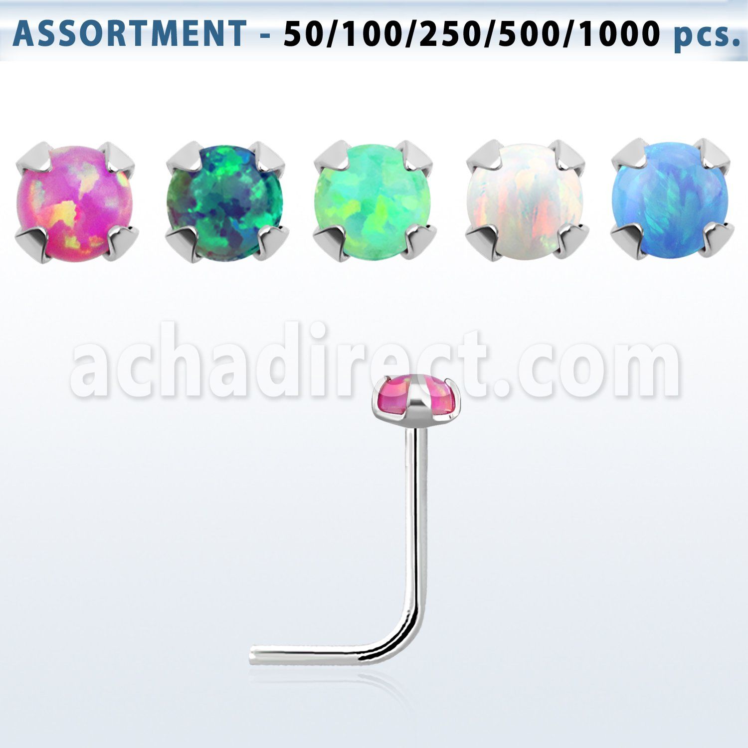 blk599 bulk of silver nose stud w prong set 1.5m synthetic opal
