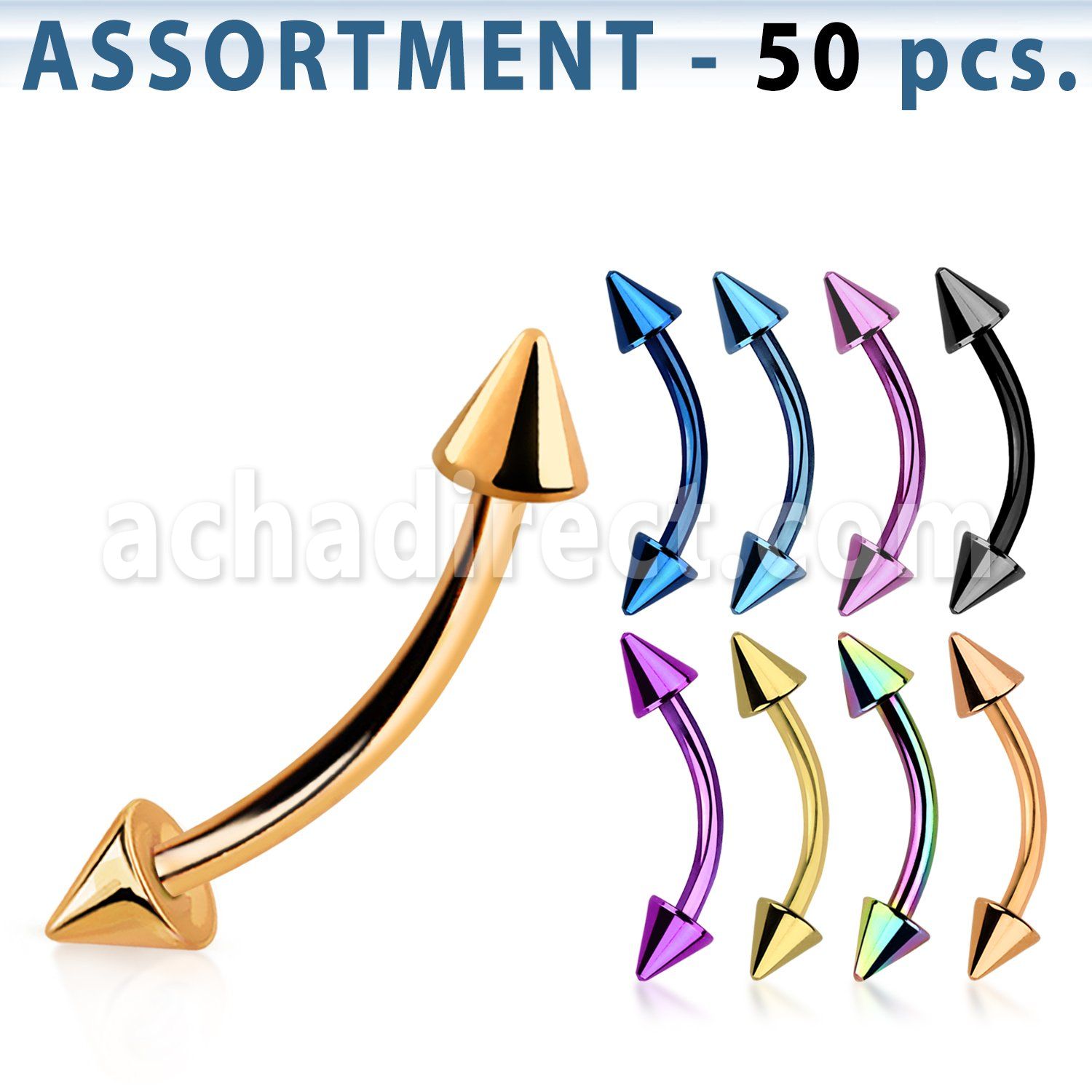 blk79 bulk of premium pvd 316l steel eyebrow banana w 3mm cone