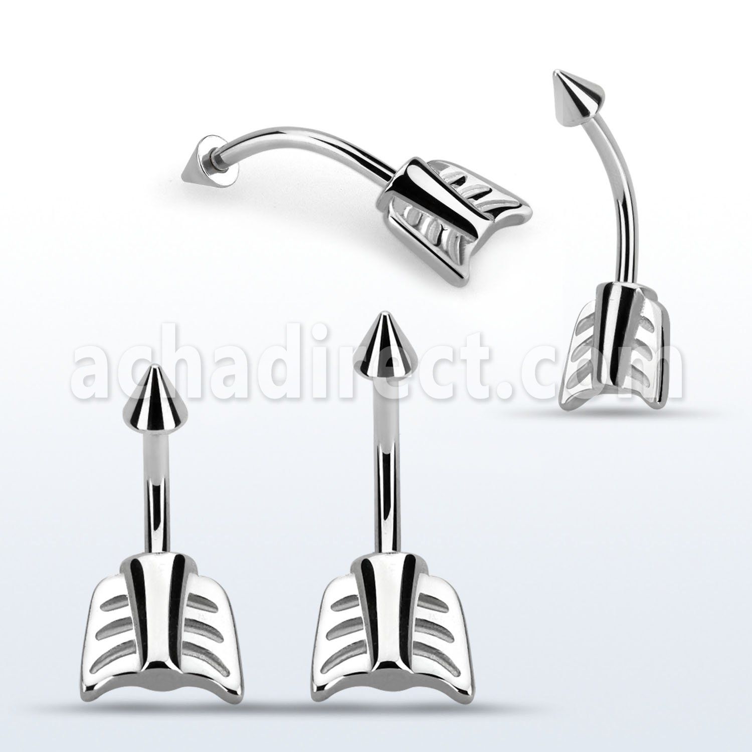 bn16aw 316l steel eyebrow banana w a steel cone arrow end