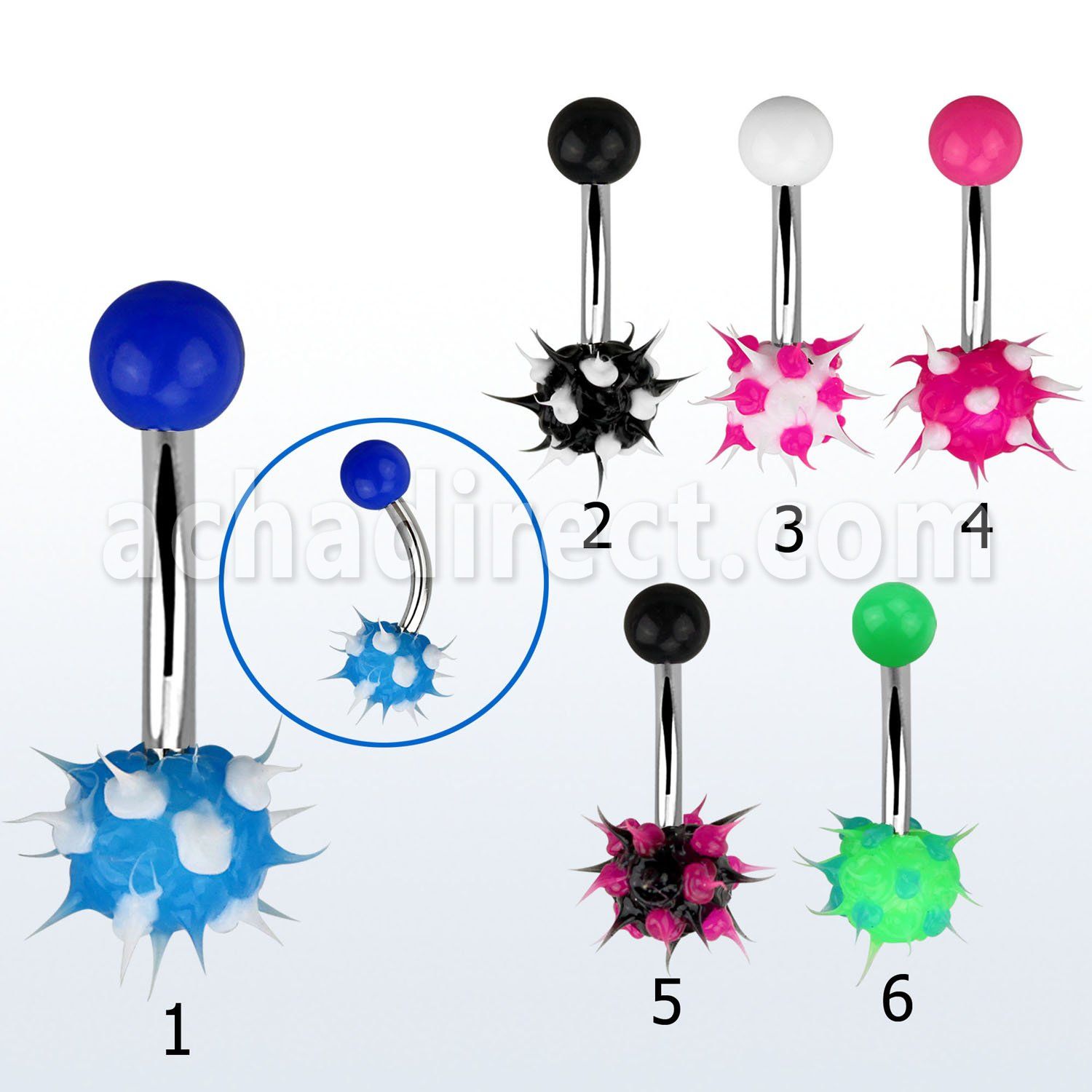 bncsh 316l steel belly banana w silicone ball acrylic ball