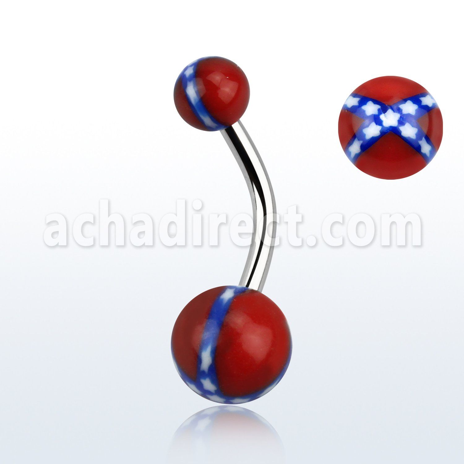 bndxs 316l steel belly banana with confederate acrylic balls