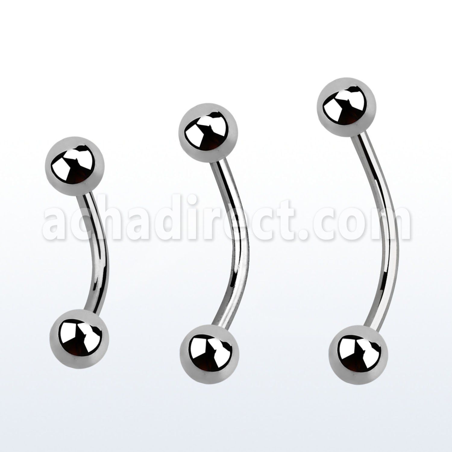 bne20b surgical steel eyebrow banana with two 3mm balls