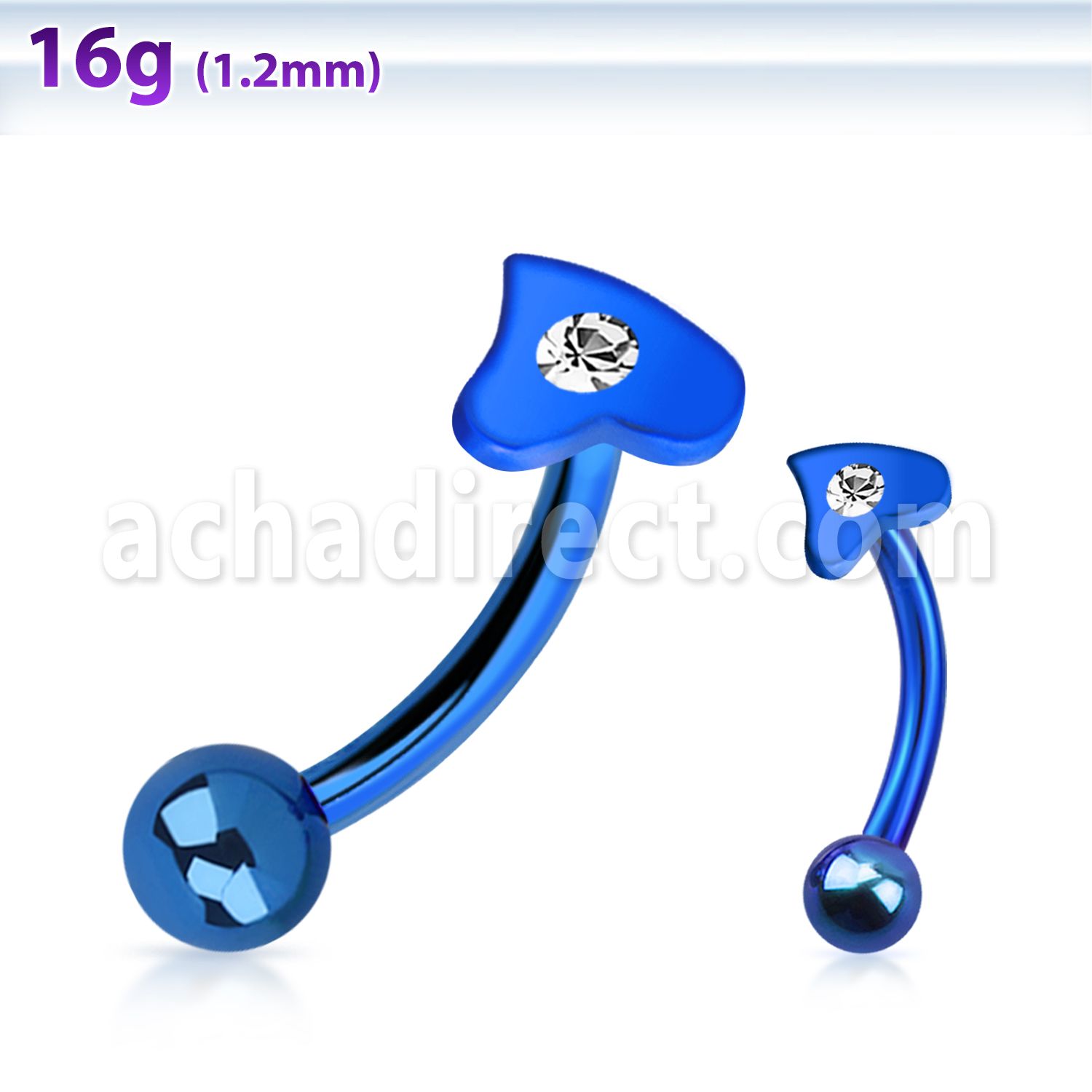bnethc anodized 316l steel eyebrow banana w crystal heart