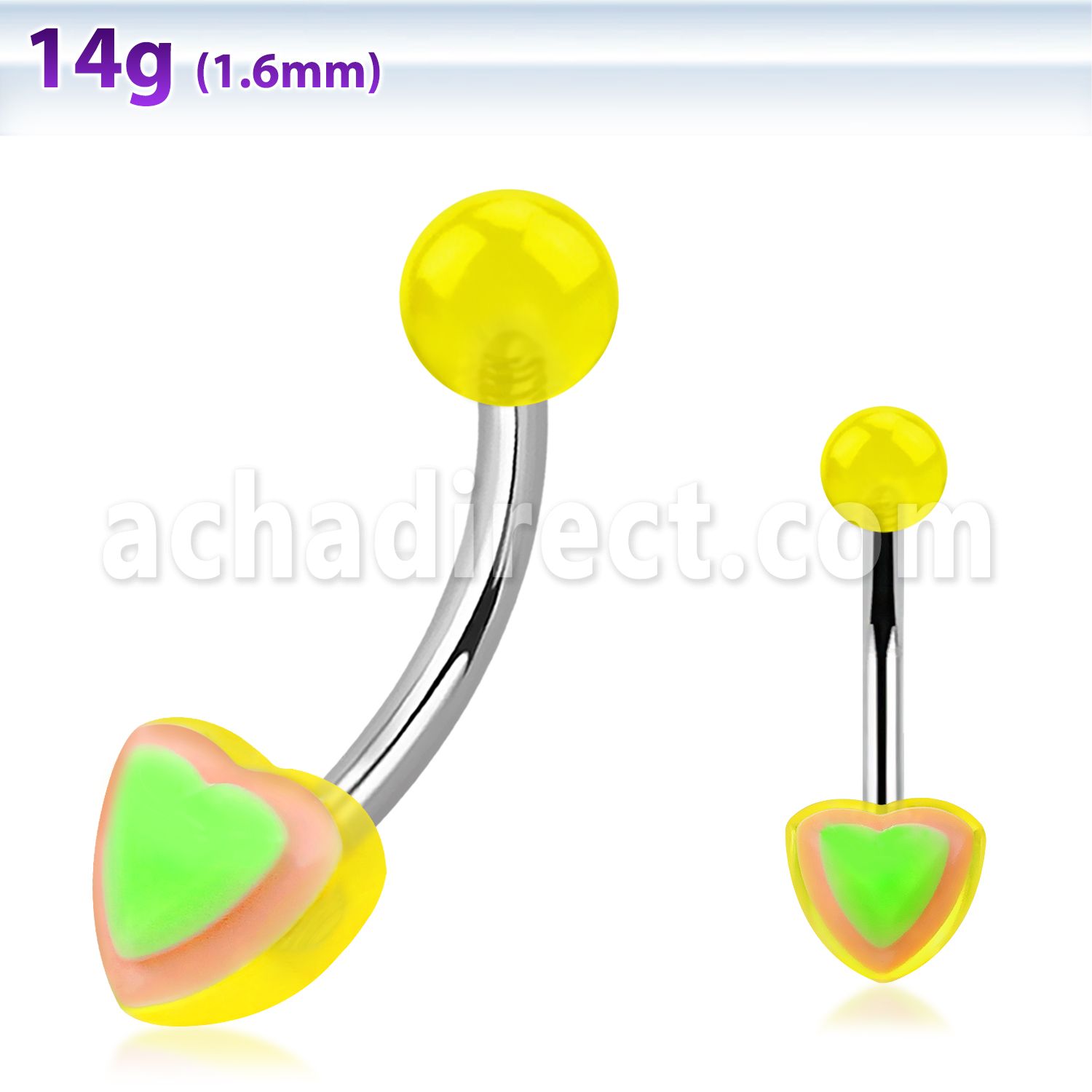 bnhrlym 316l steel belly banana with heart shaped layered bead