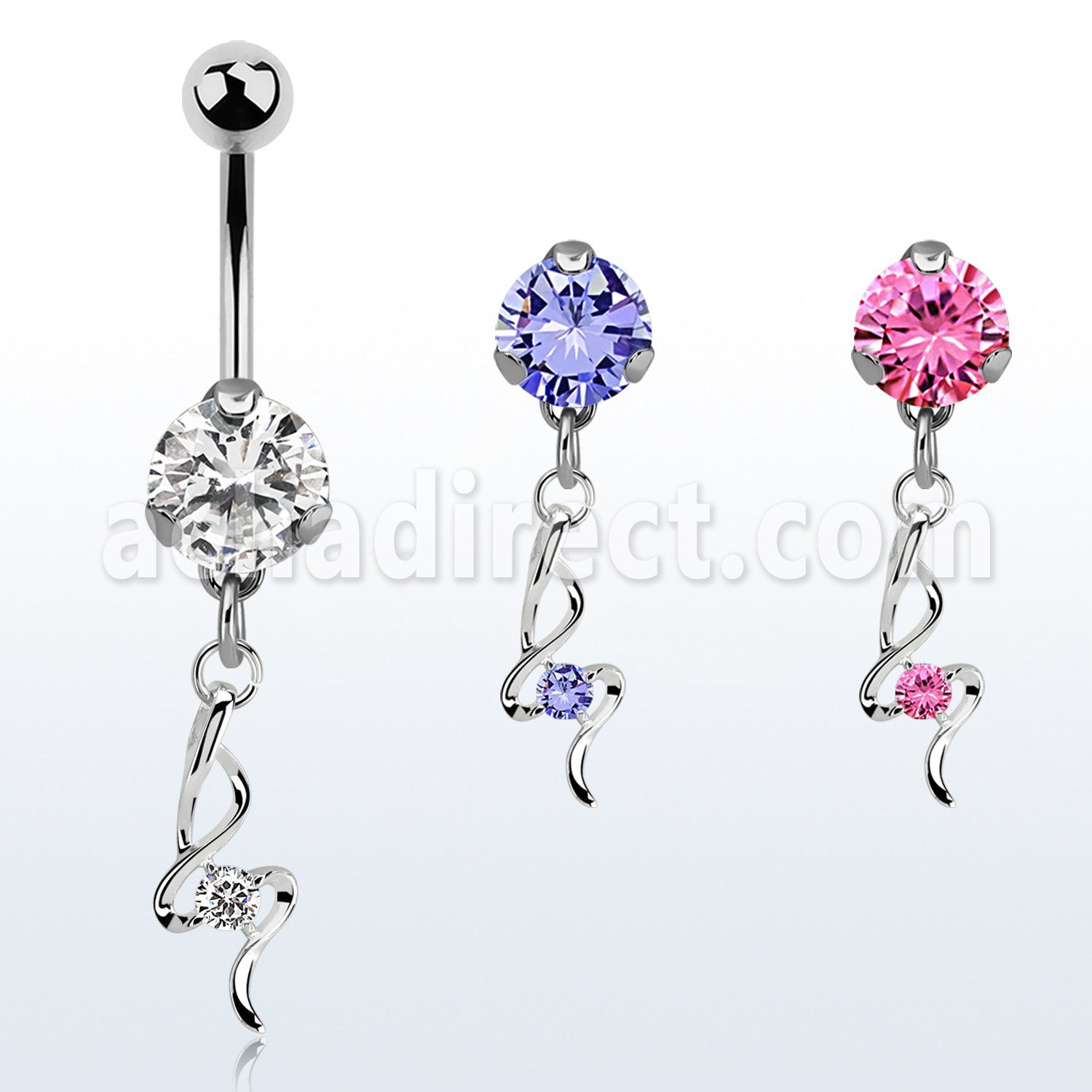 bnrz410 casted steel cz belly banana w fancy design w czs 