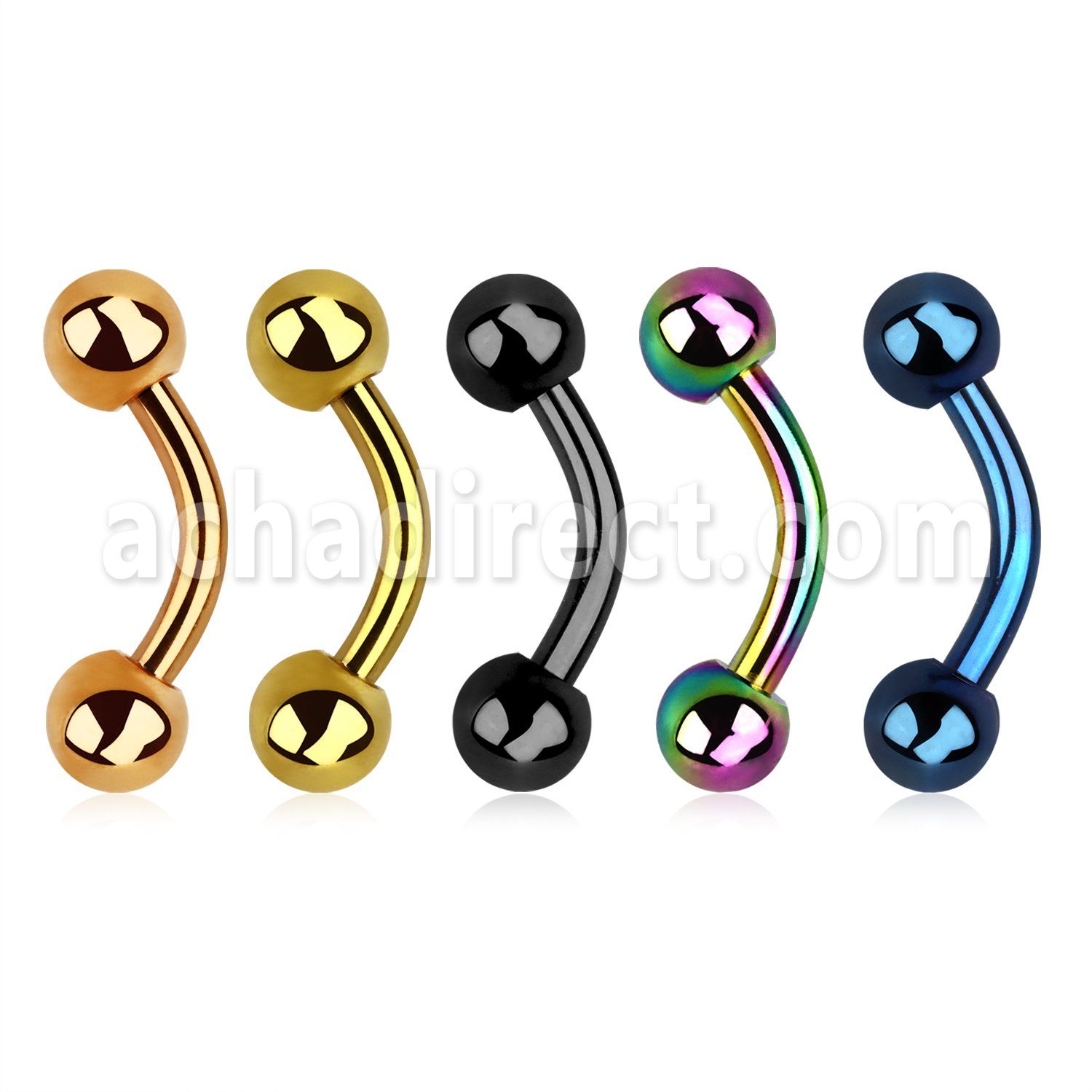 bntb5 anodized 316l steel banana, with two 5mm balls