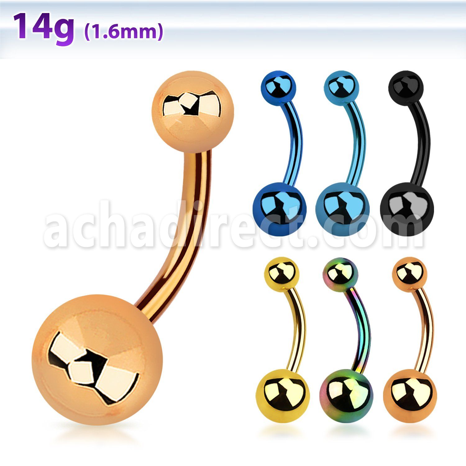 bntg anodized 316l steel belly banana with 5 8mm ball