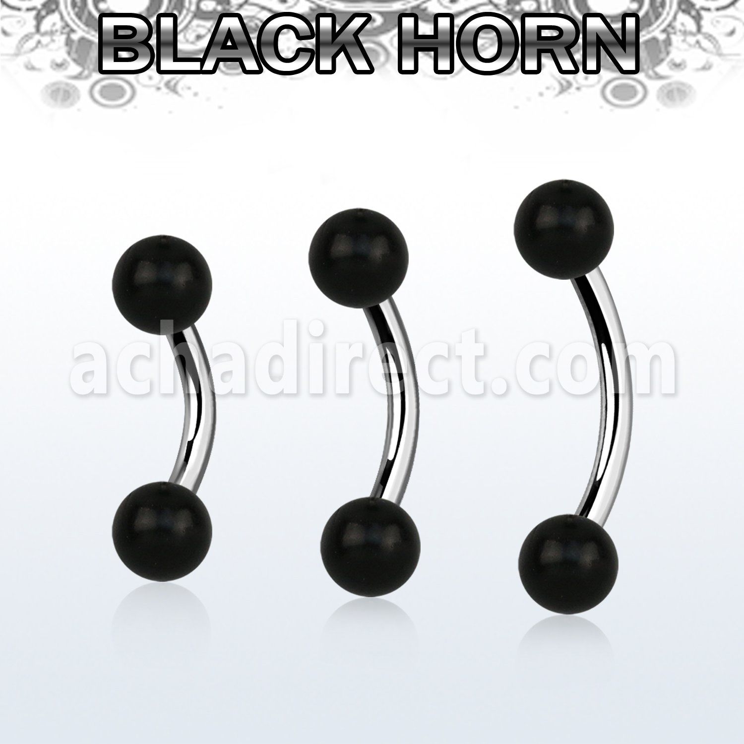 bnwk5 organic belly banana w steel post w 5mm black horn balls