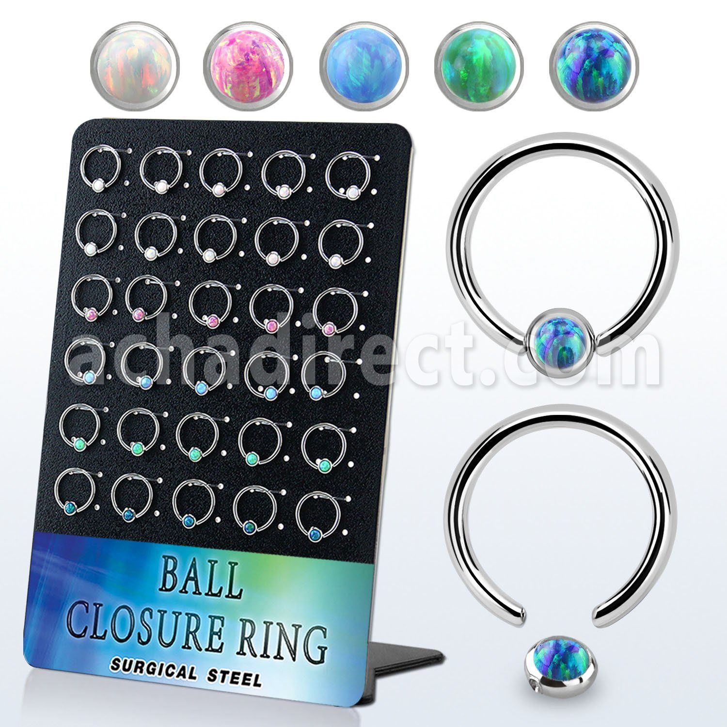 board 30 steel ball closure ring 10mm 4mm disk with opal