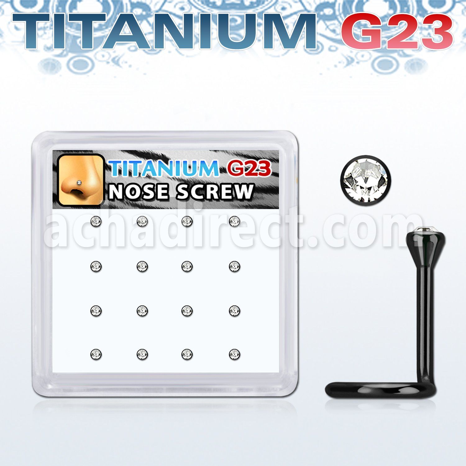 box w 16 black titanium g23 nose screws 1mm w cystals