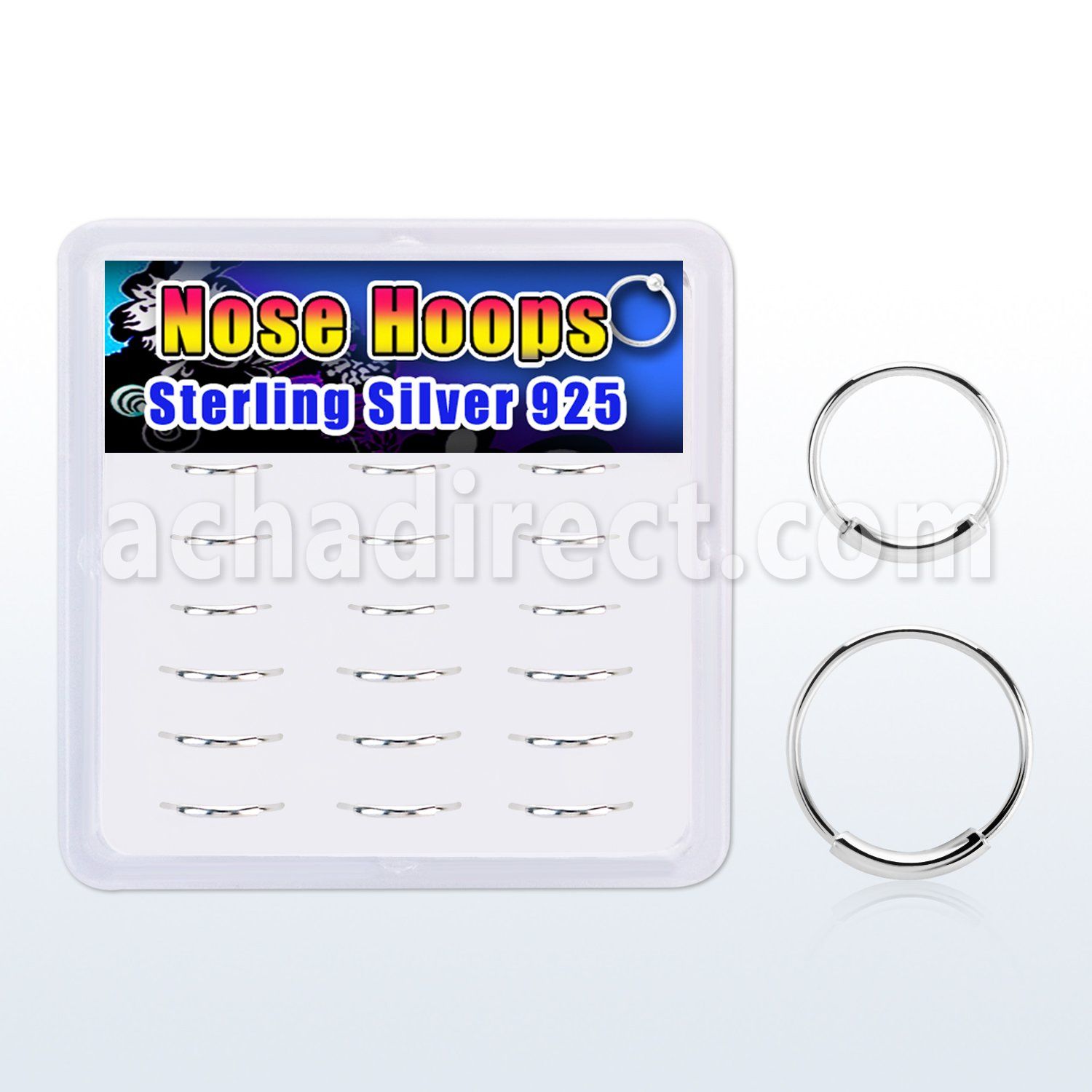 box w 18 pcs. of 925 silver endless nose hoops