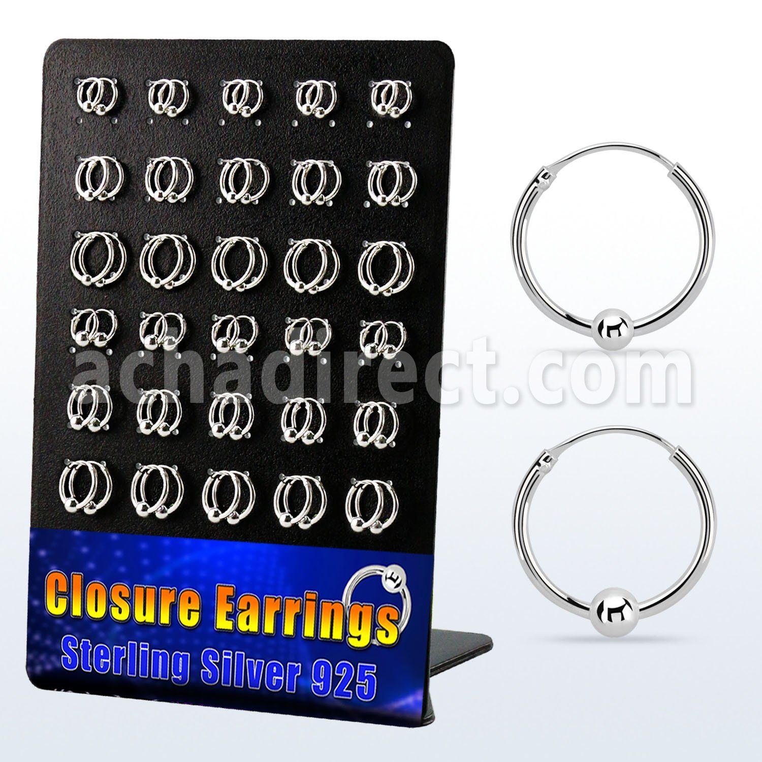 br410 board w 30 silver ball closure earrings 16g 3 4mm balls