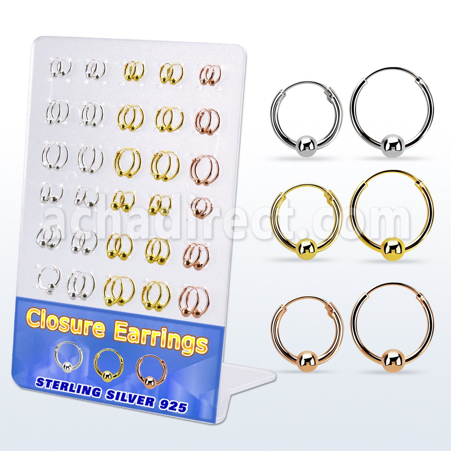 br410m board w gold silver ball closure earring 16 3 4mm ball