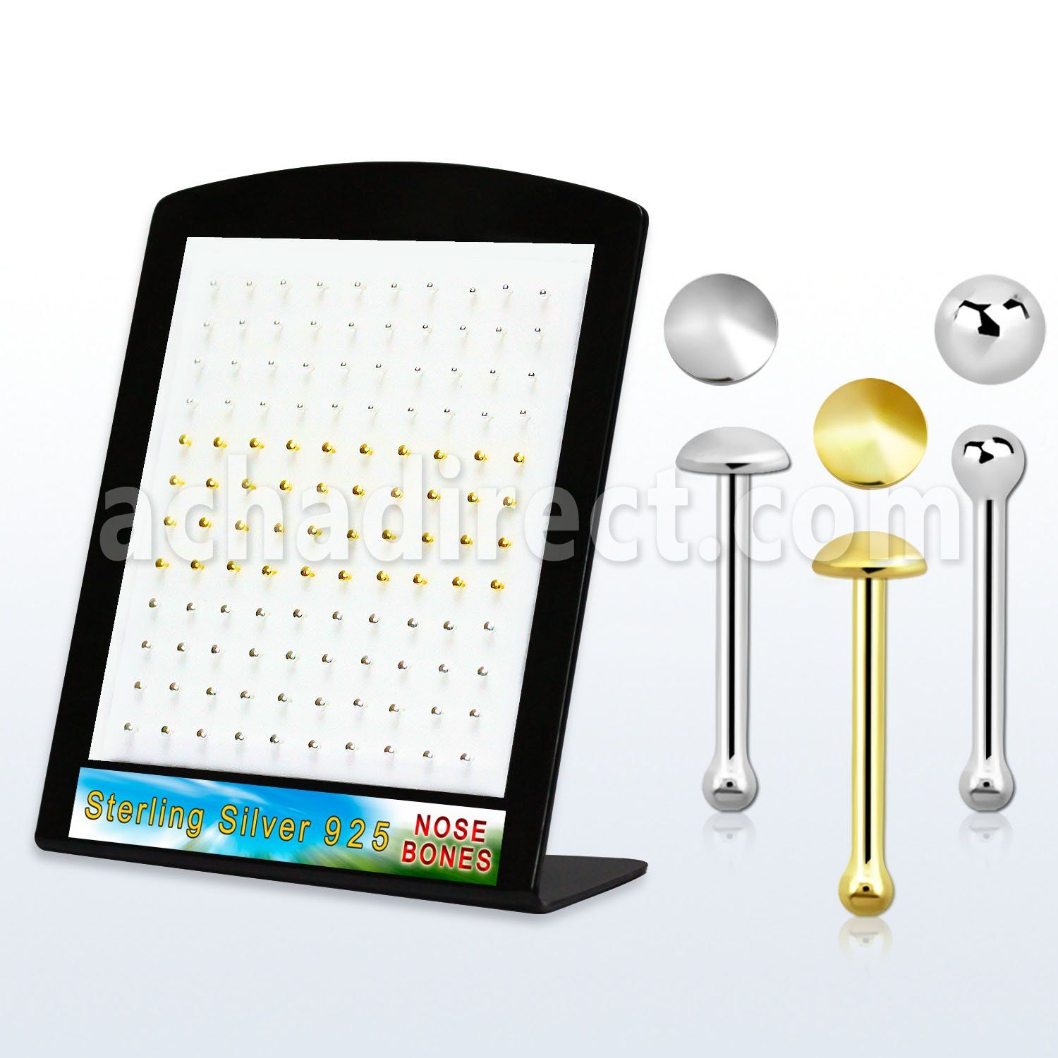 brbmx1 silver nose bone w ball flat 18k gold plated disc top