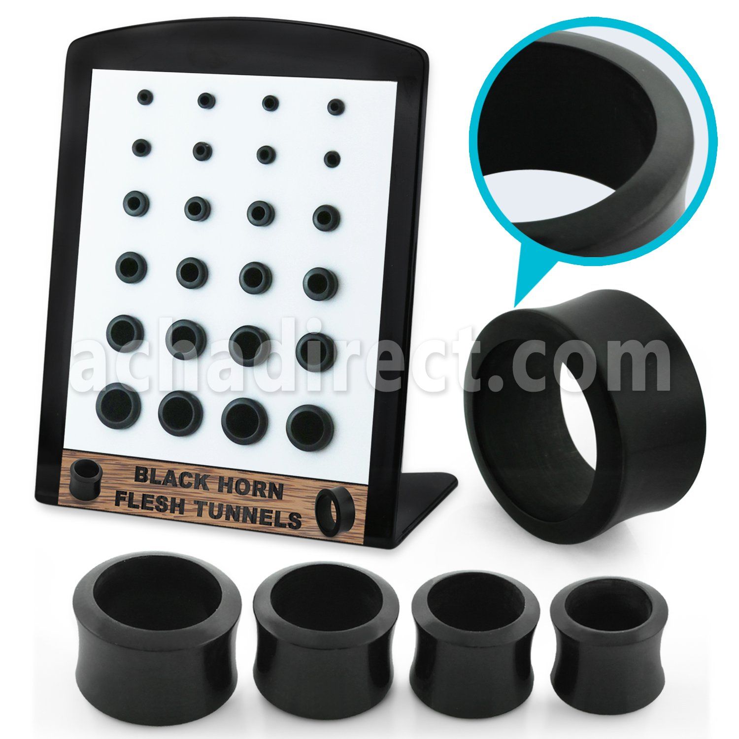 brdphk black horn double flare flesh tunnels 24pcs