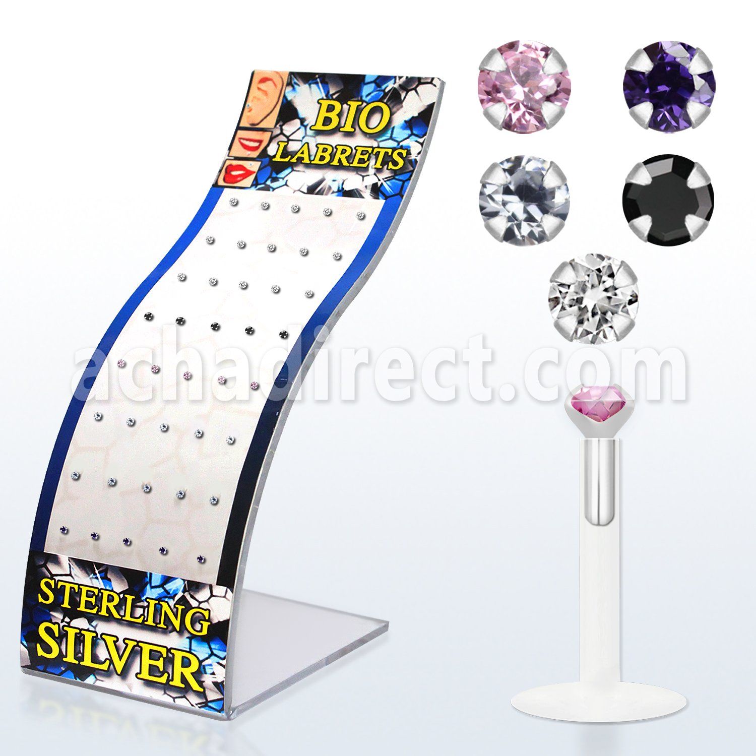 brlbi36 bioflex monroe piercing with prong round cz stone