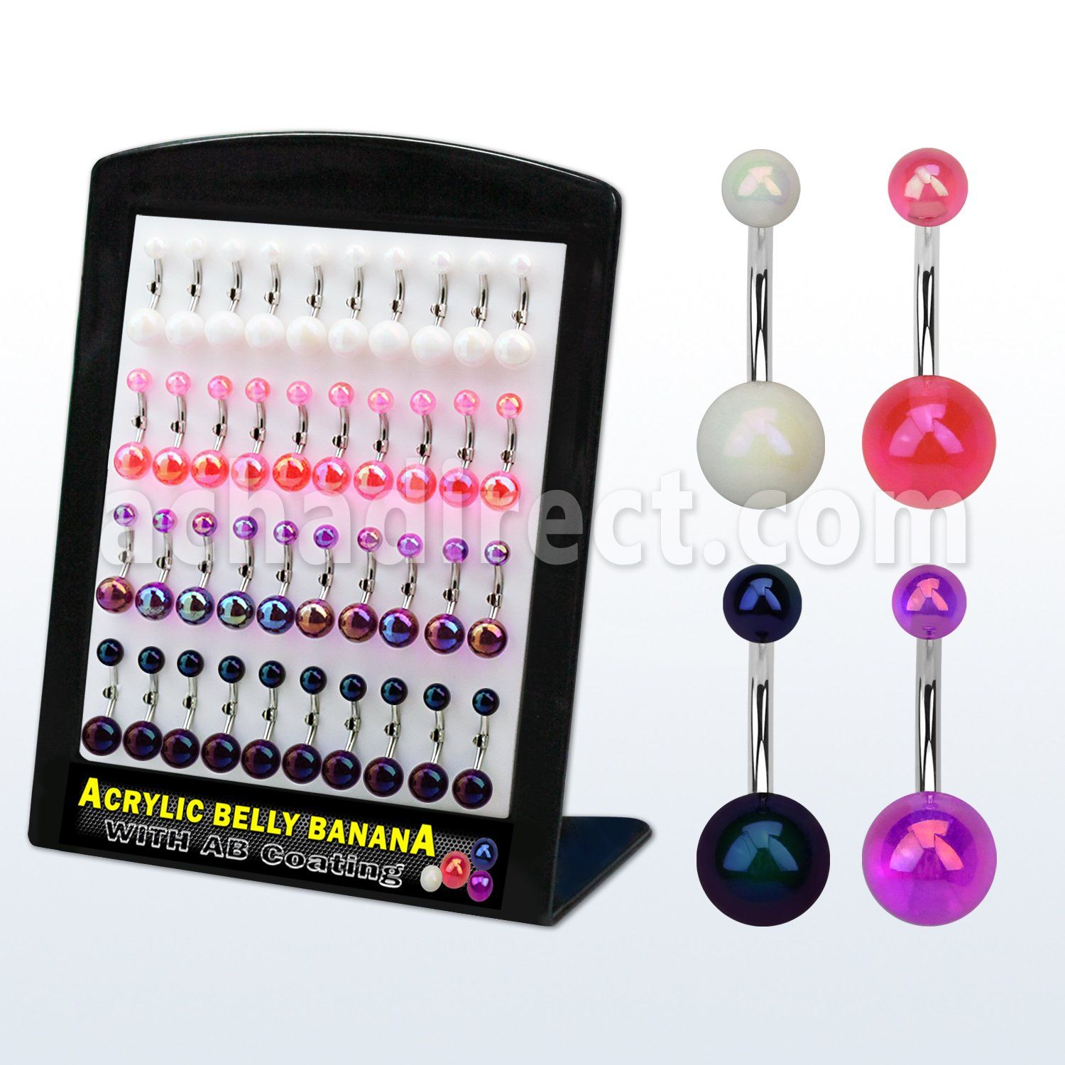 brmix29 display w 40 pcs of ab coated acrylic belly bananas