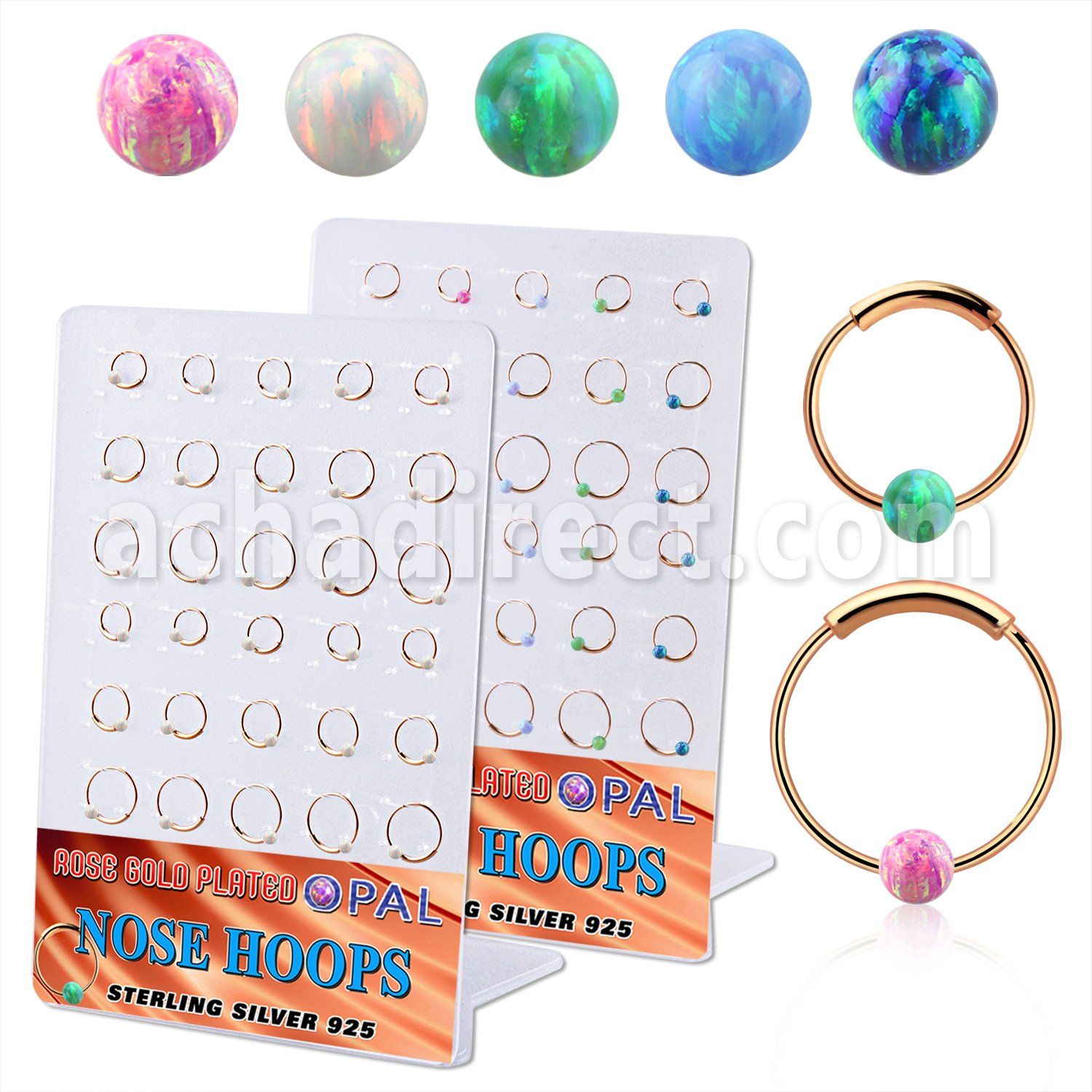 brnhm47 board rose gold silver endless nose hoop w 3mm opal ball