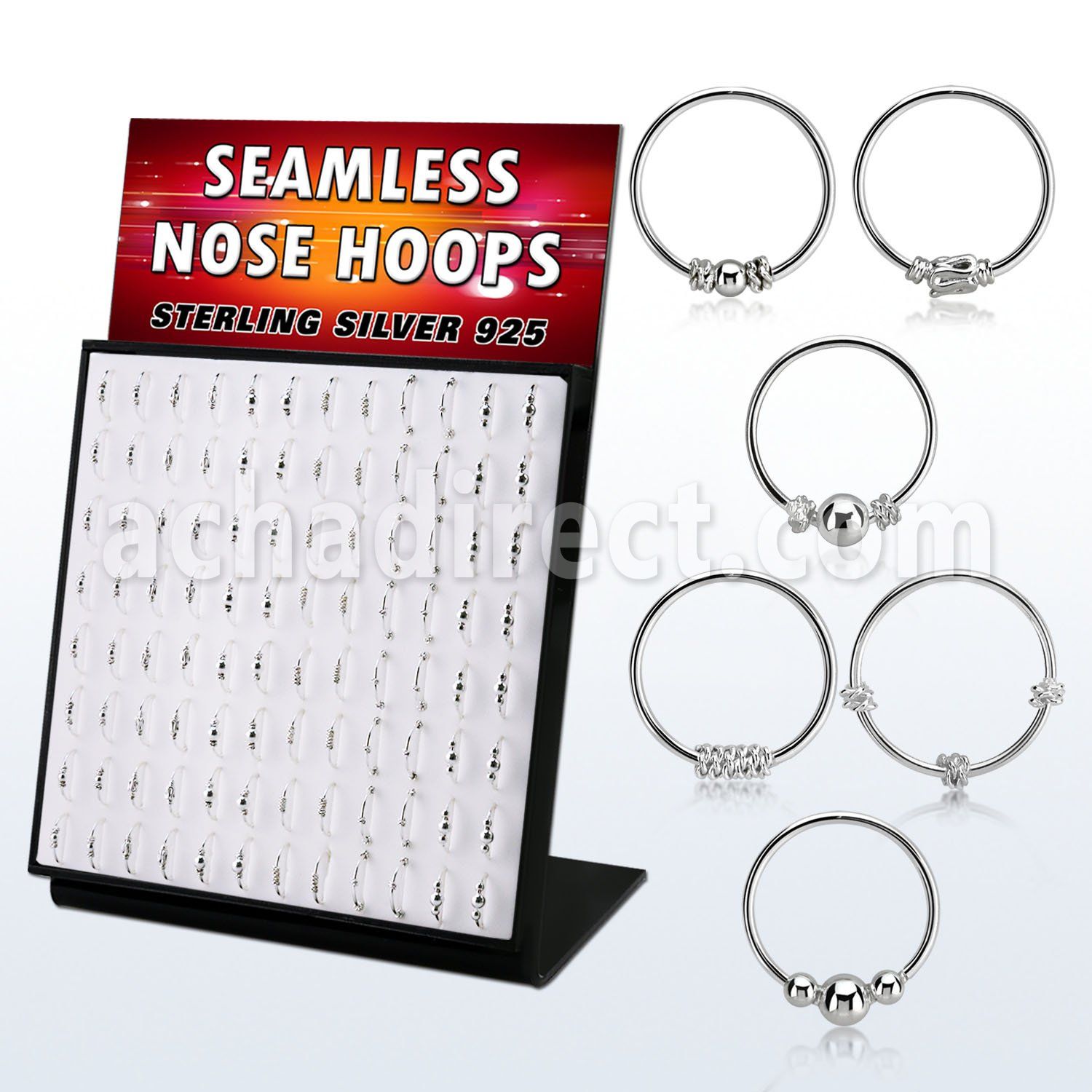 brnhmx33 board w 96 silver seamless nose hoop w balinese wire