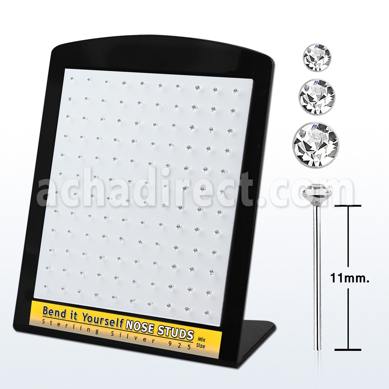 brnsbc silver bend it yourself nose stud with clear crystal top