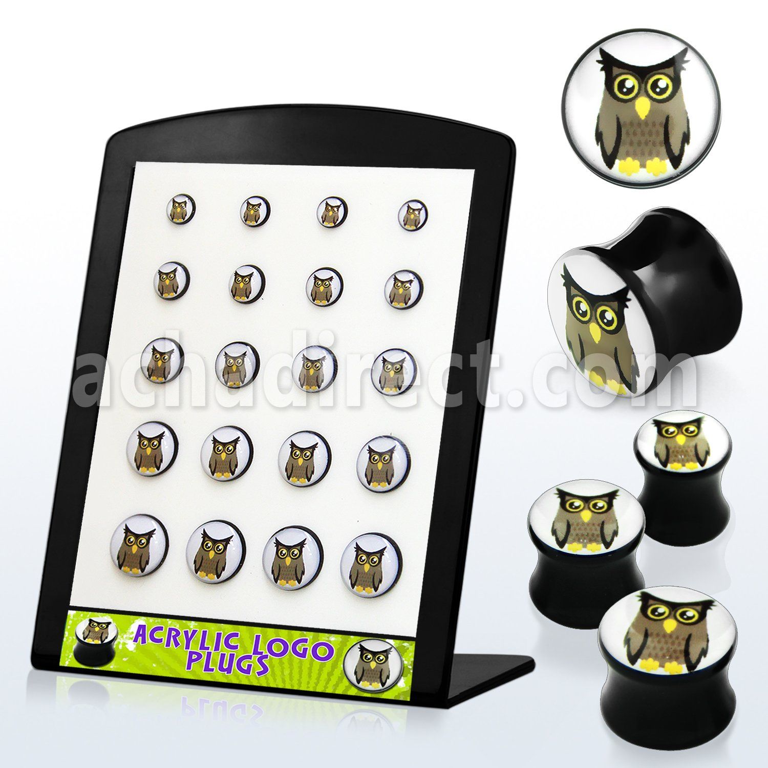 brpg103 board w acrylic double flared plug with owl picture