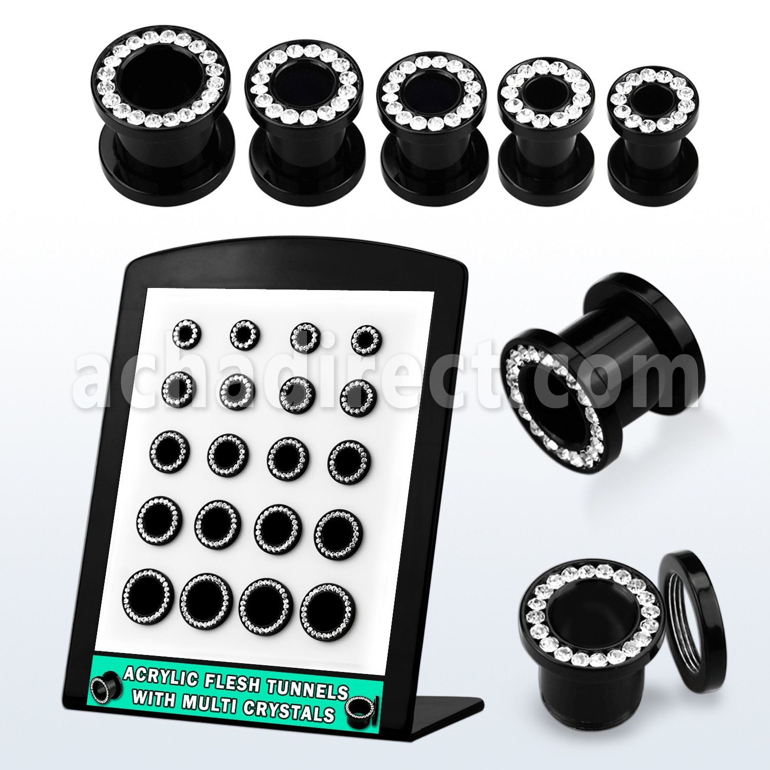 brpg111 board w acrylic flesh tunnel w crystal studded rim