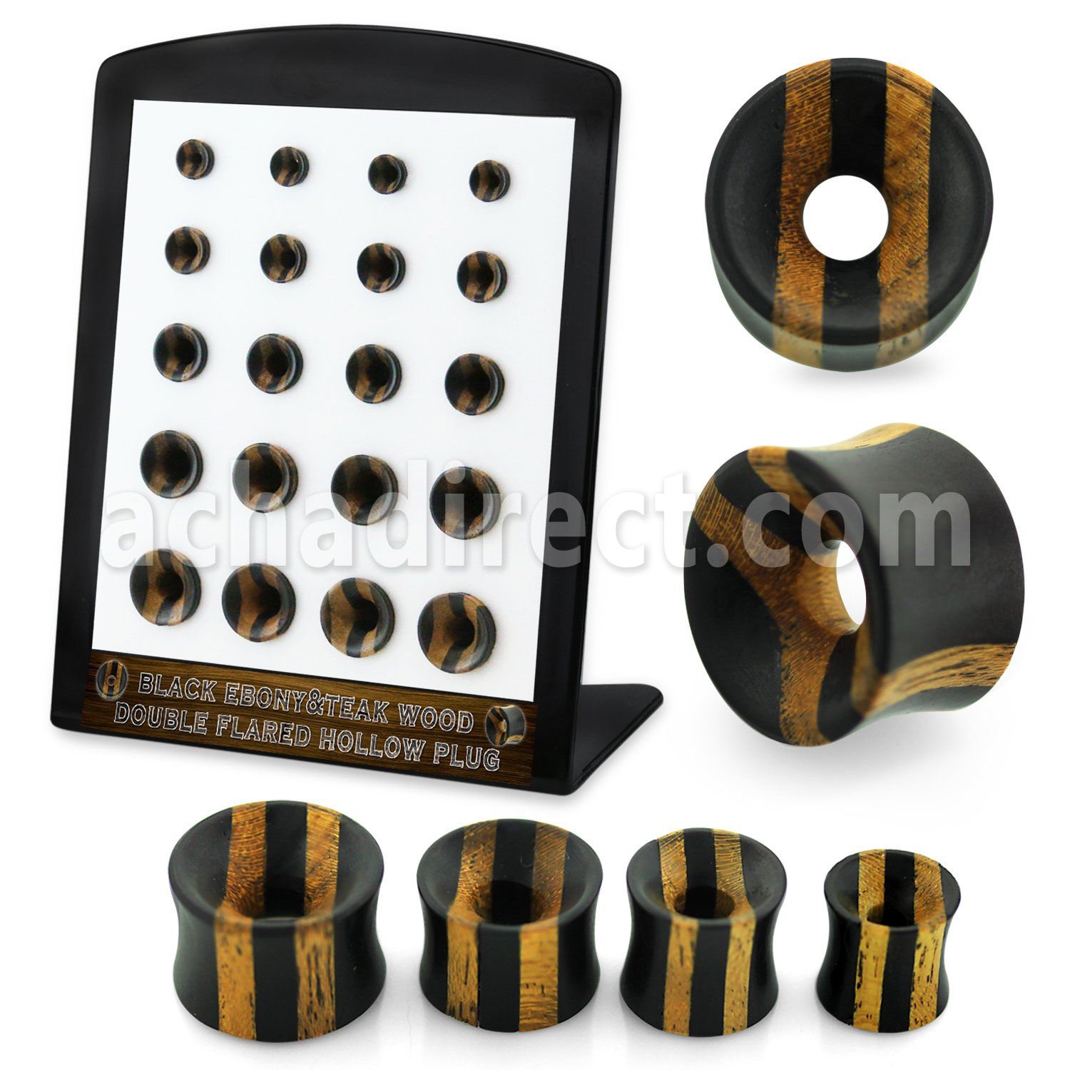brpg225 ebony teak two tone double flare flesh tunnels 20pcs