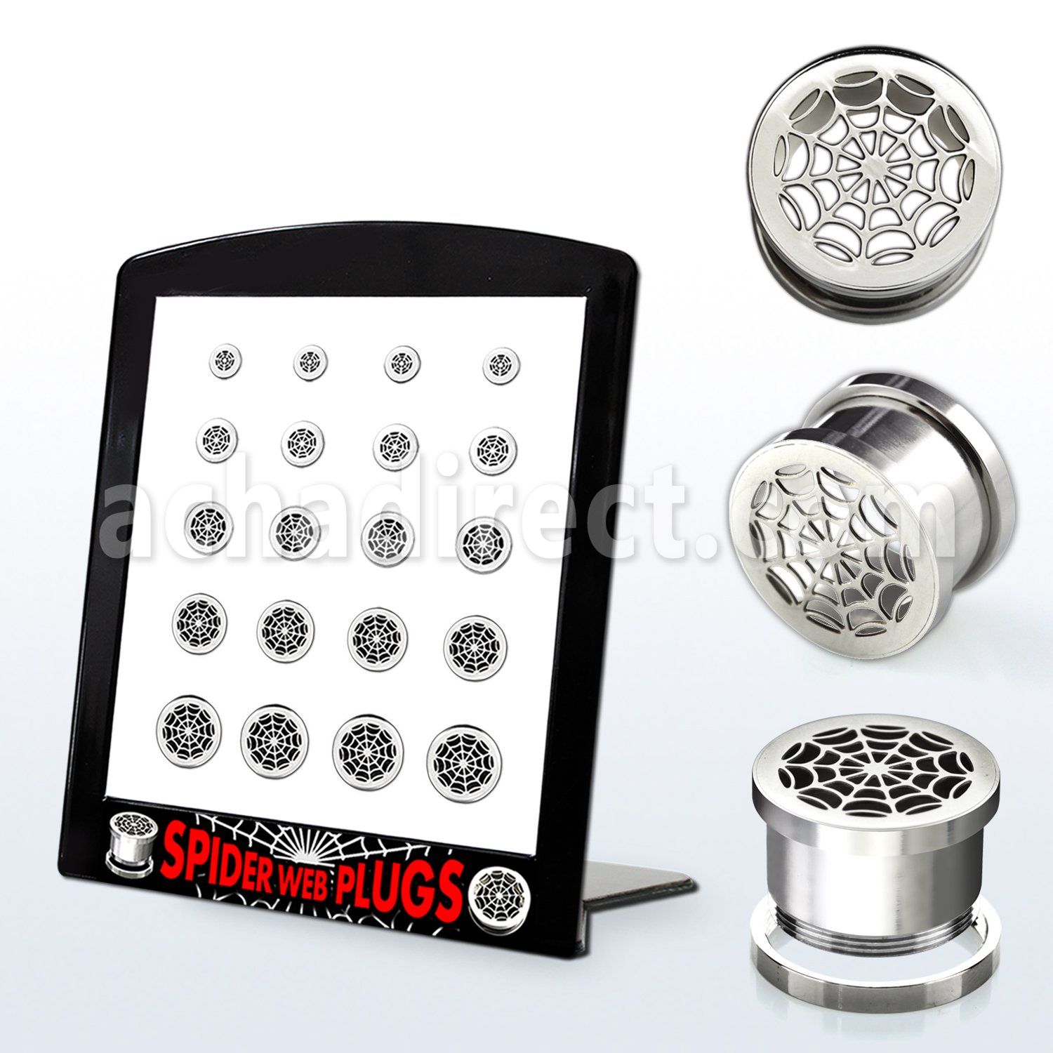 brpg91 board of polished steel screwfit tunnel w spider web