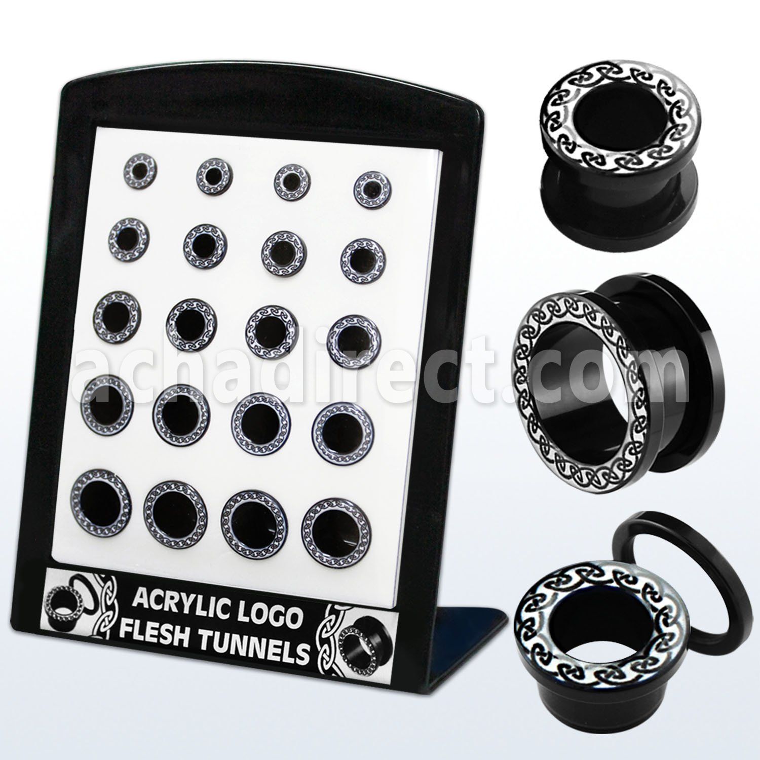 brpg96 board of acrylic screwfit flesh tunnel w celtic ring