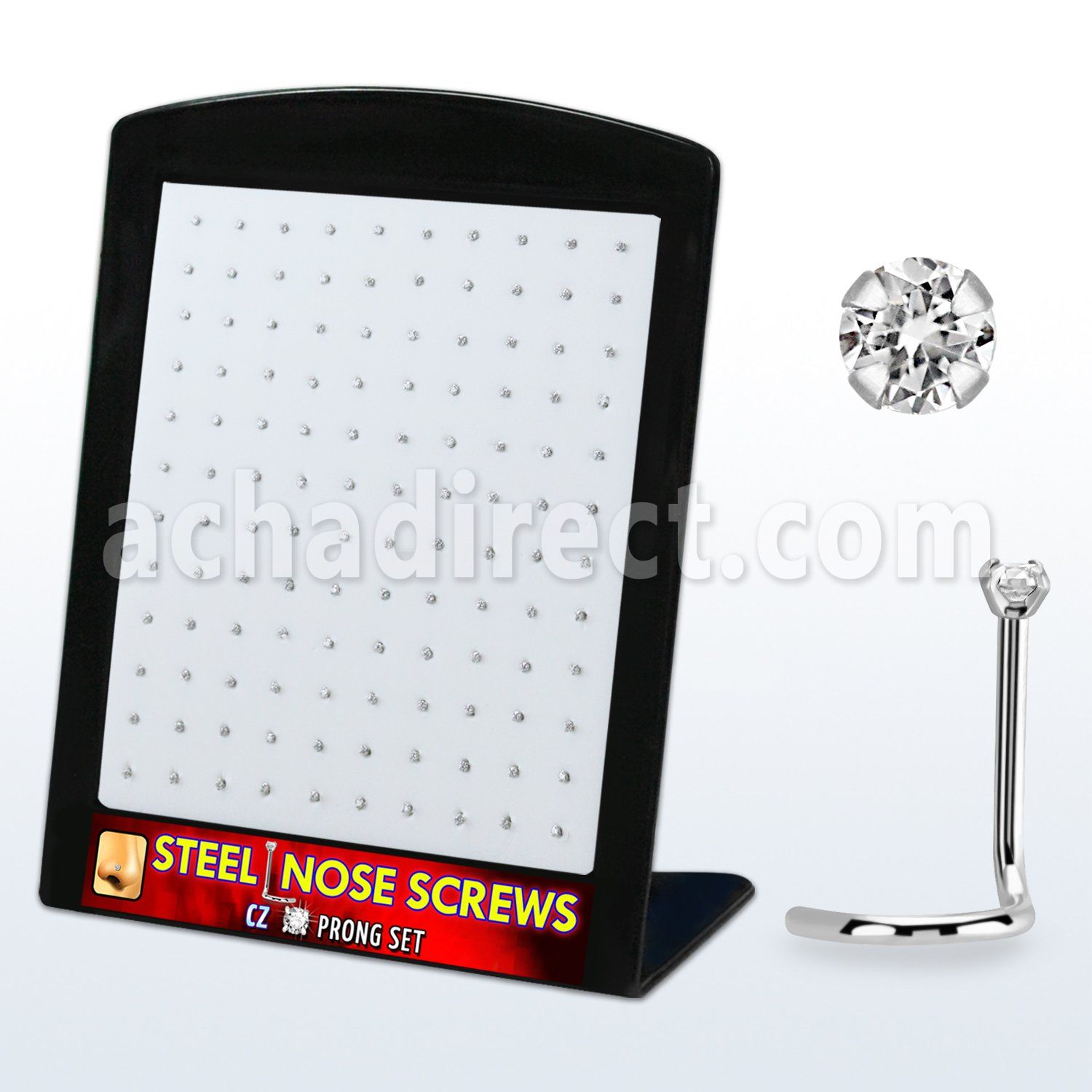 brs118 display w 316l steel nose bones, 20g w 1.5mm round cz