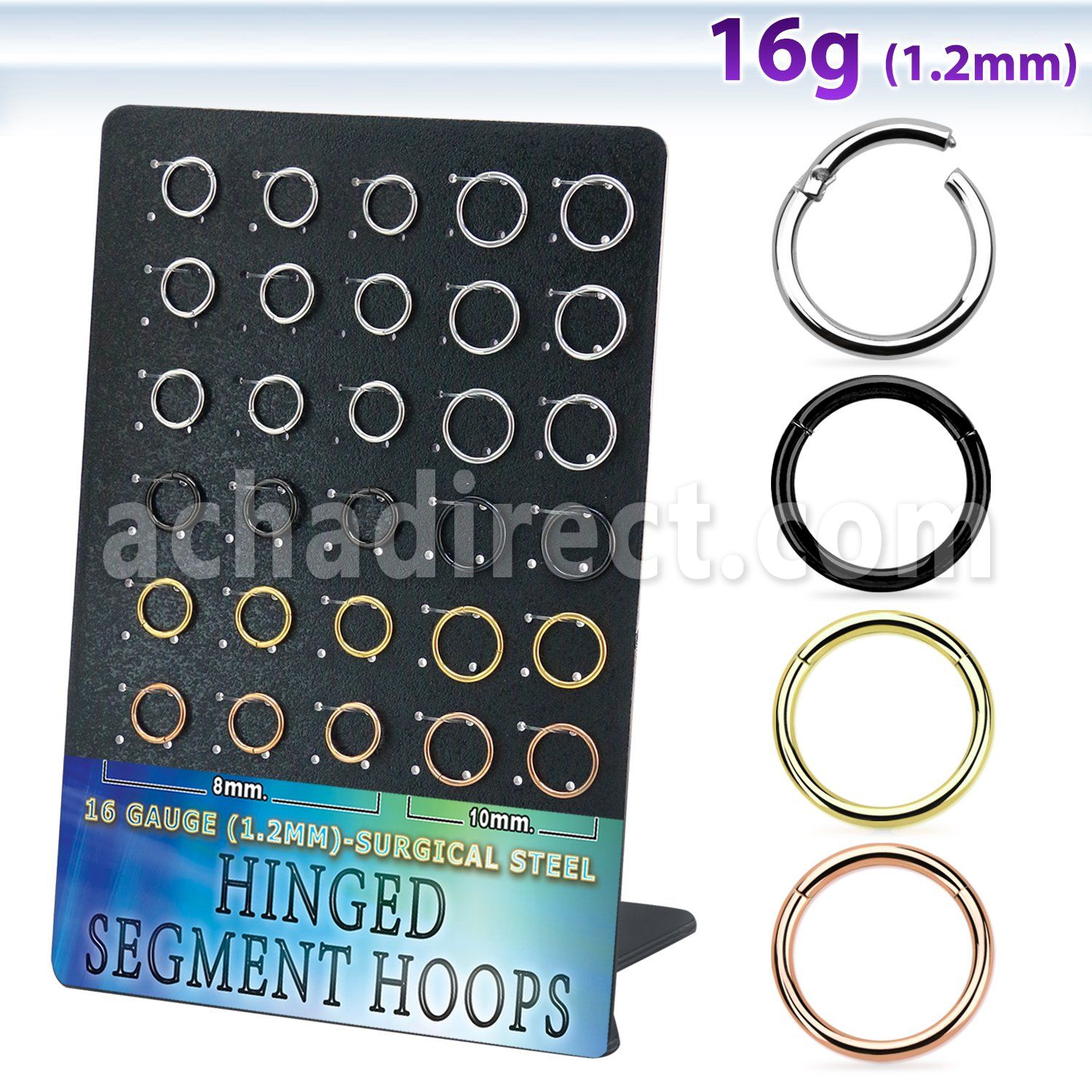 brsegh25 pvd plated 316l steel hinged segment rings 30pcs