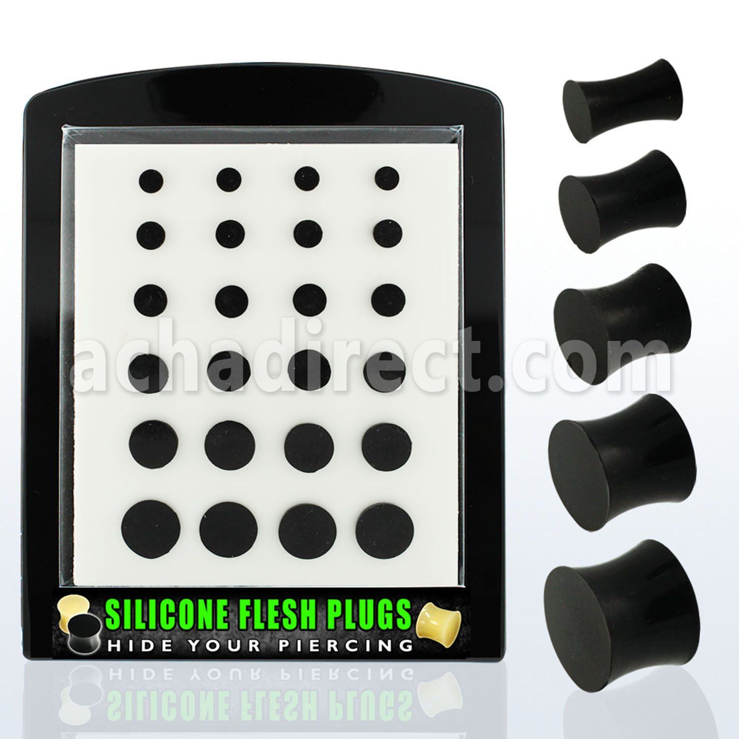 brsipg3 board of assorted size black silicon plug retainers