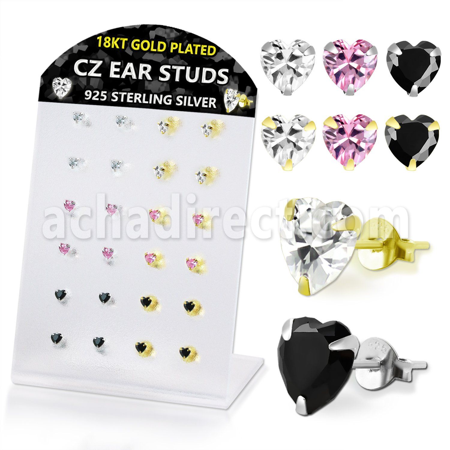 brszh3b 18k gold plated and plain color silver ear studs 12
