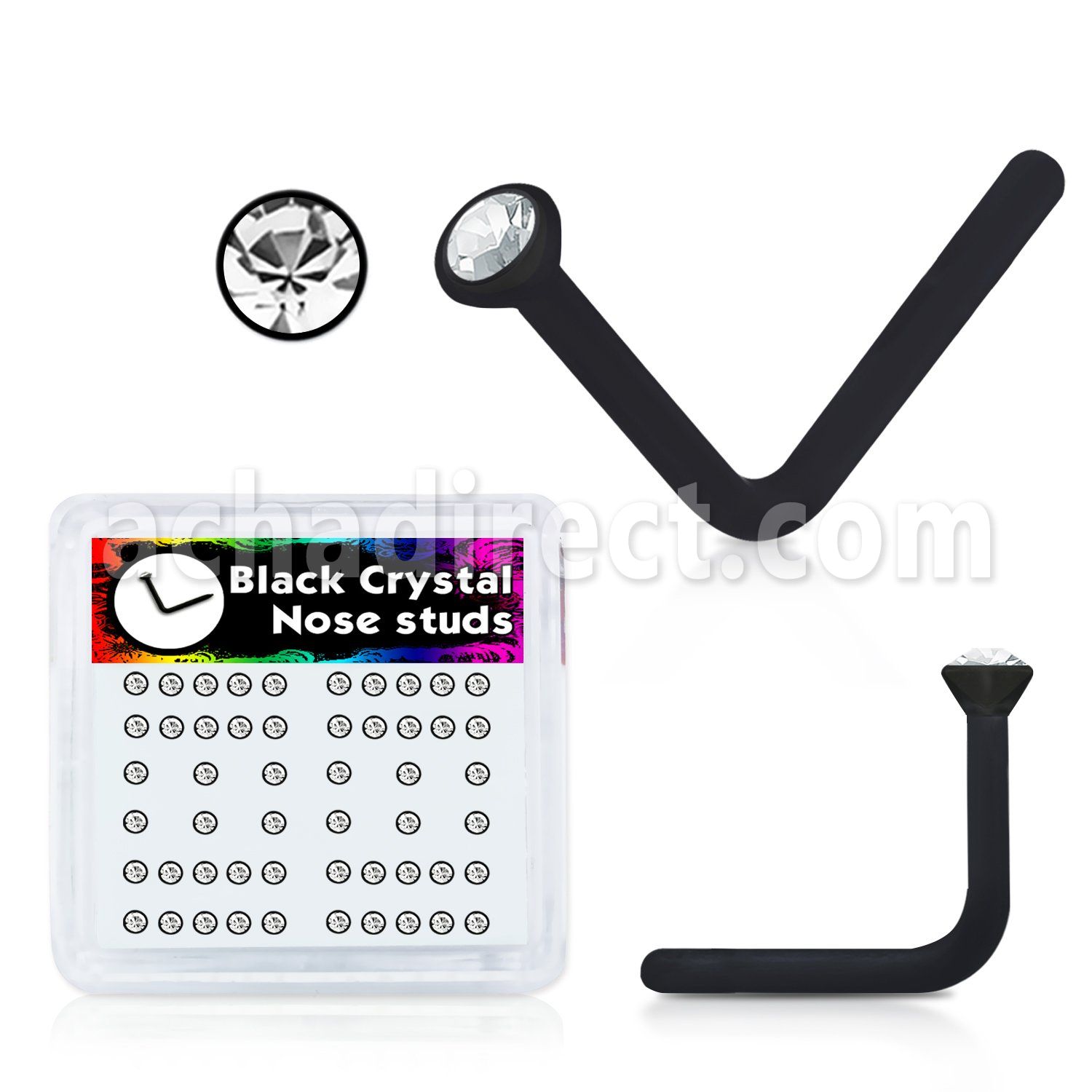 bxa2 clear acrylic nose stud with 1 5mm crystal top