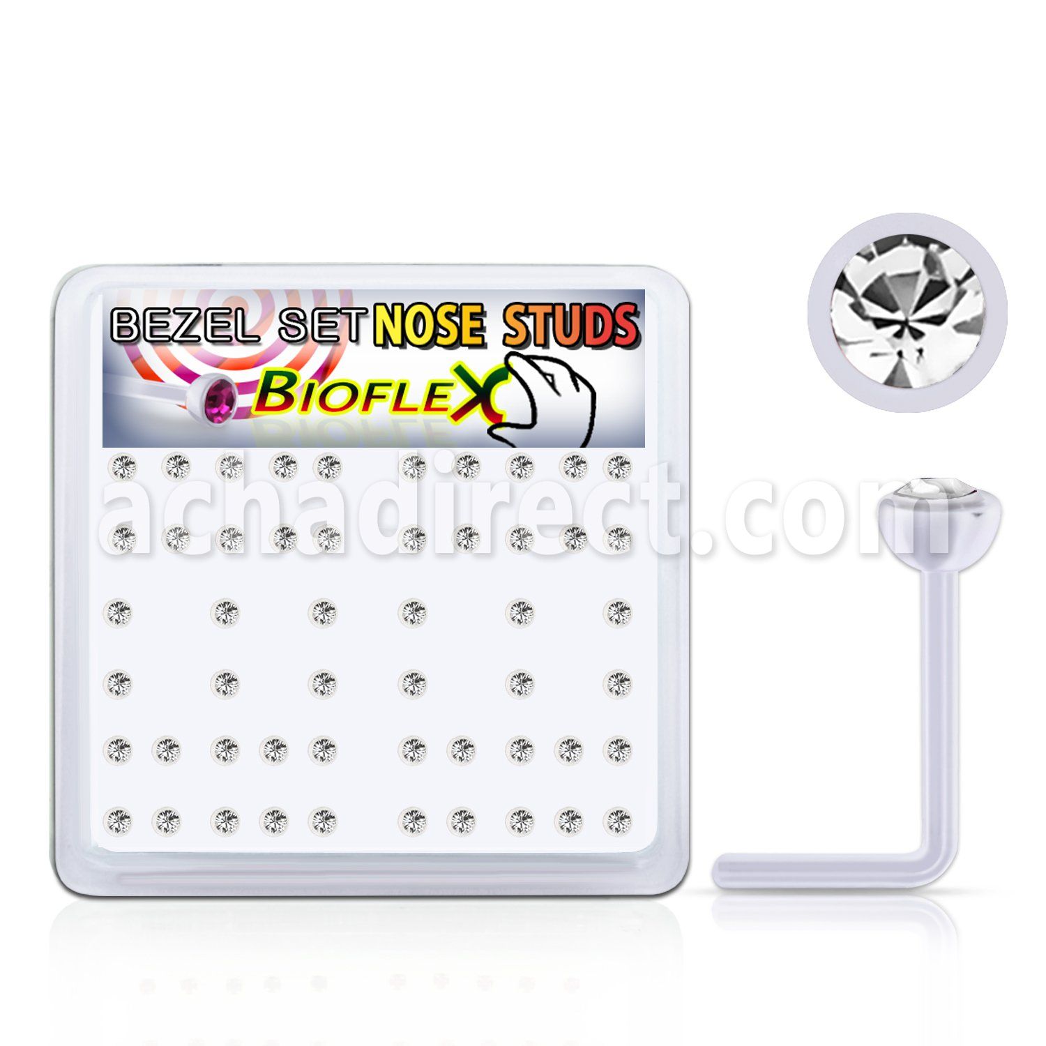 bxa38 box w 120 bio  flex nose stud w 2.5mm clear crystal