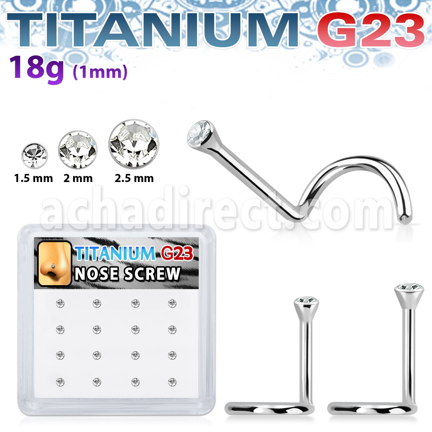 bxuns1 titanium g23 nose screw with bezel clear crystal top
